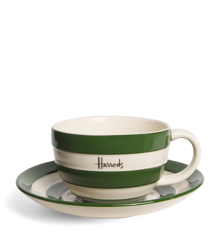Cornish Stripe Cup and Saucer Set GREEN Image 1