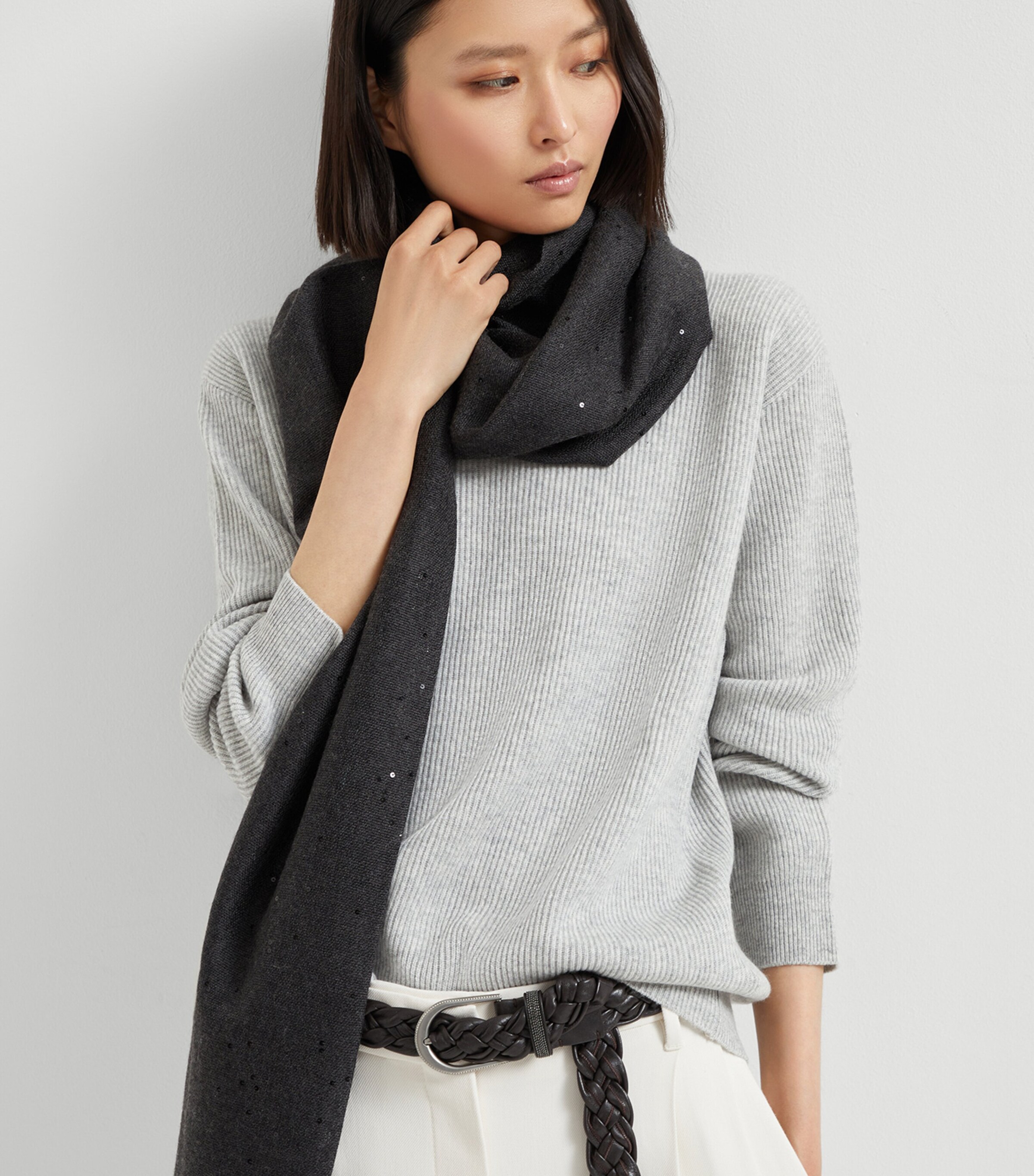 Brunello Cucinelli Womens Cashmere-Silk Sequin Scarf Image 2