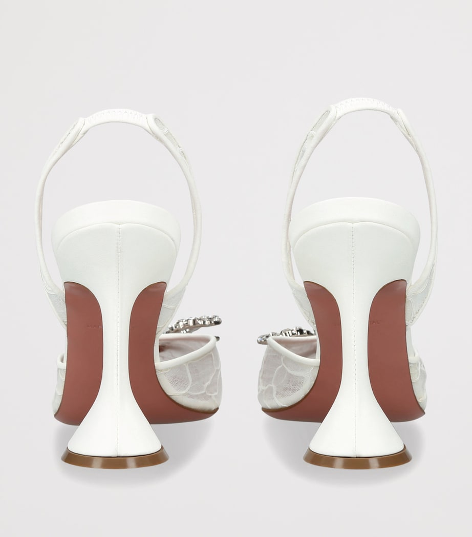 Amina Muaddi Lace Embellished Rosie Slingback Pumps 95 White Image 4