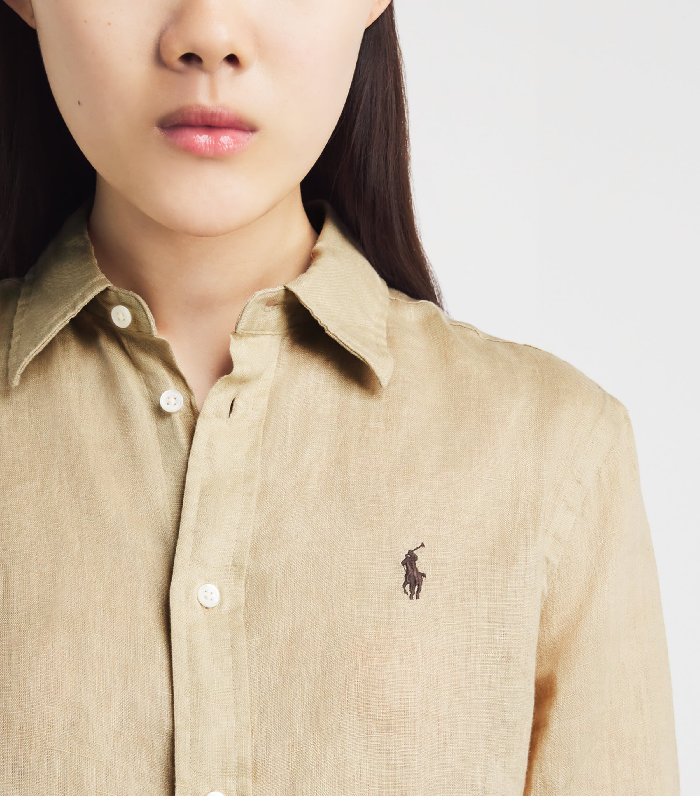 Polo Ralph Lauren Womens Cotton Classic-Fit Polo Pony Shirt Dune Tan Image 3