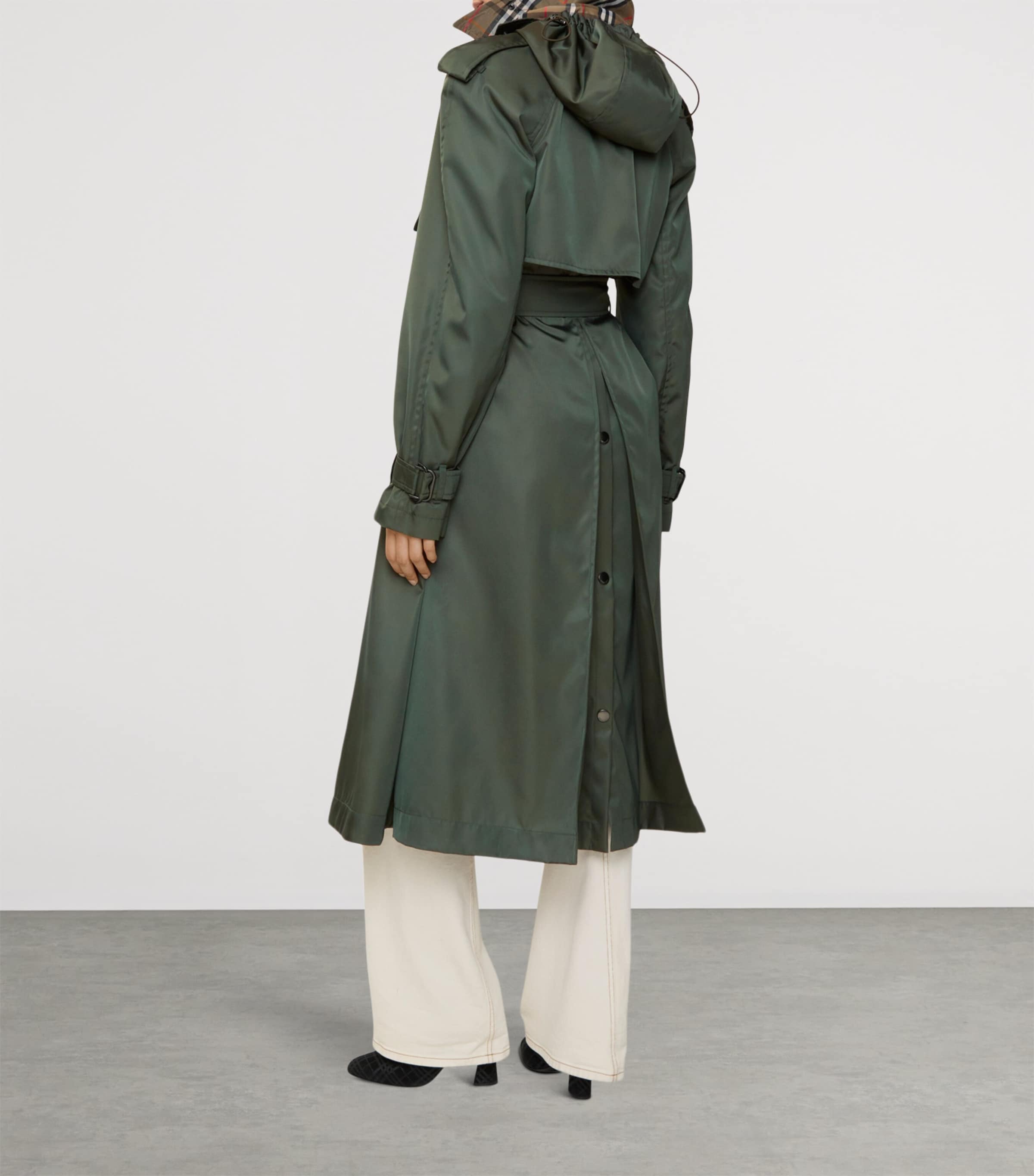 Long Hooded Trench Coat MARROW GREEN Image 5
