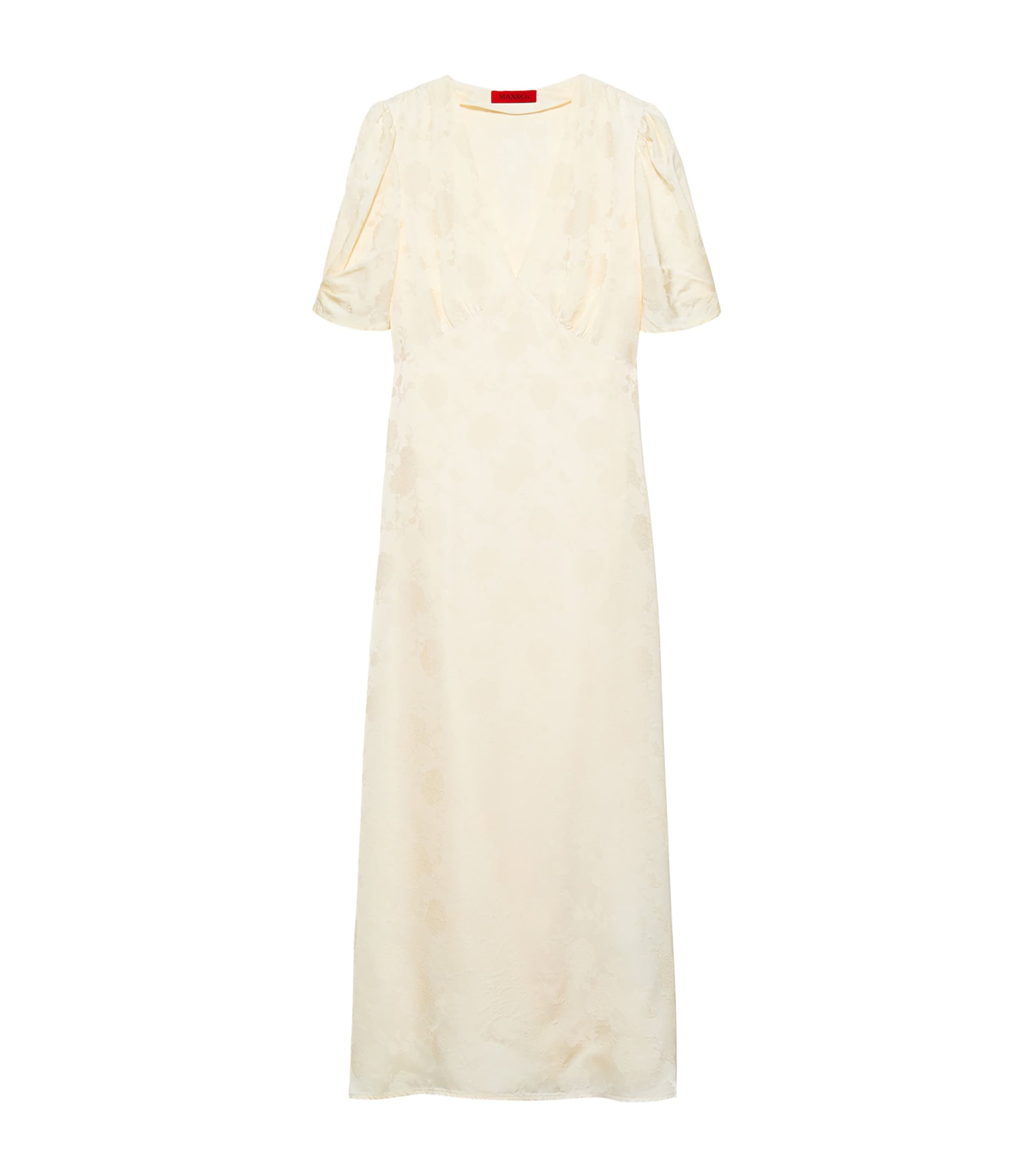 MAX&Co. Womens Satin V-Neck Midi Dress Banana Image 1