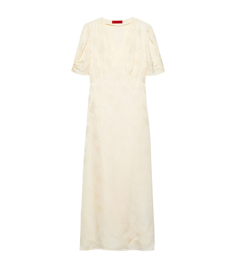MAX&Co. Womens Satin V-Neck Midi Dress Banana Image 1