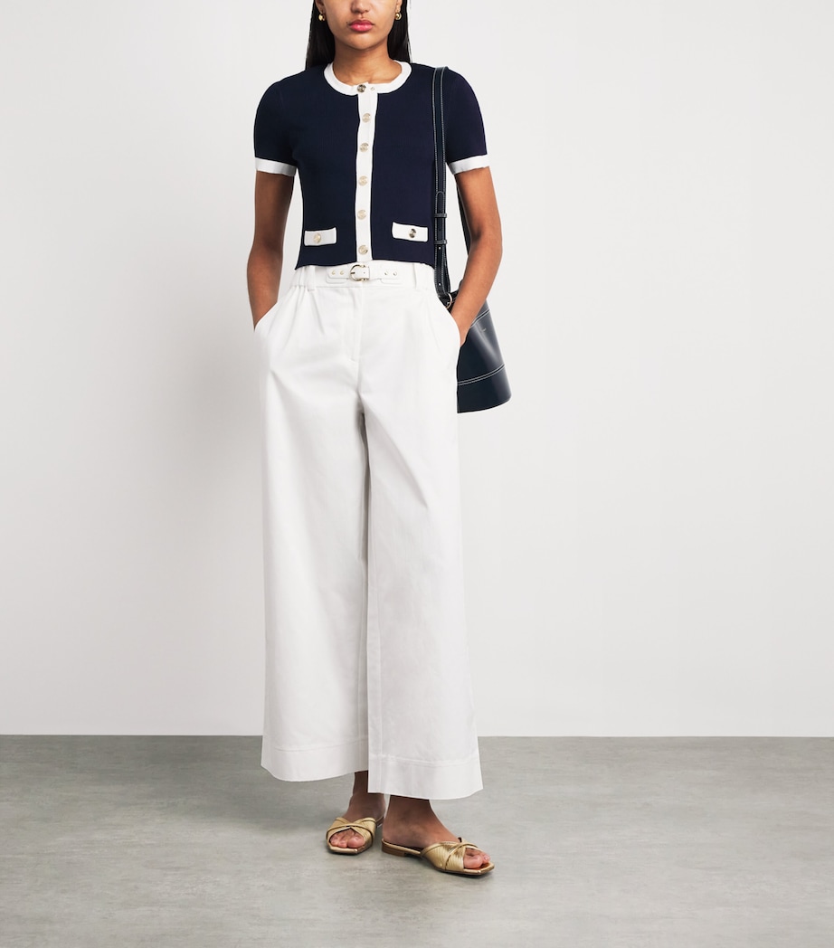 Maje Womens Cotton Belted Trousers White Image 2