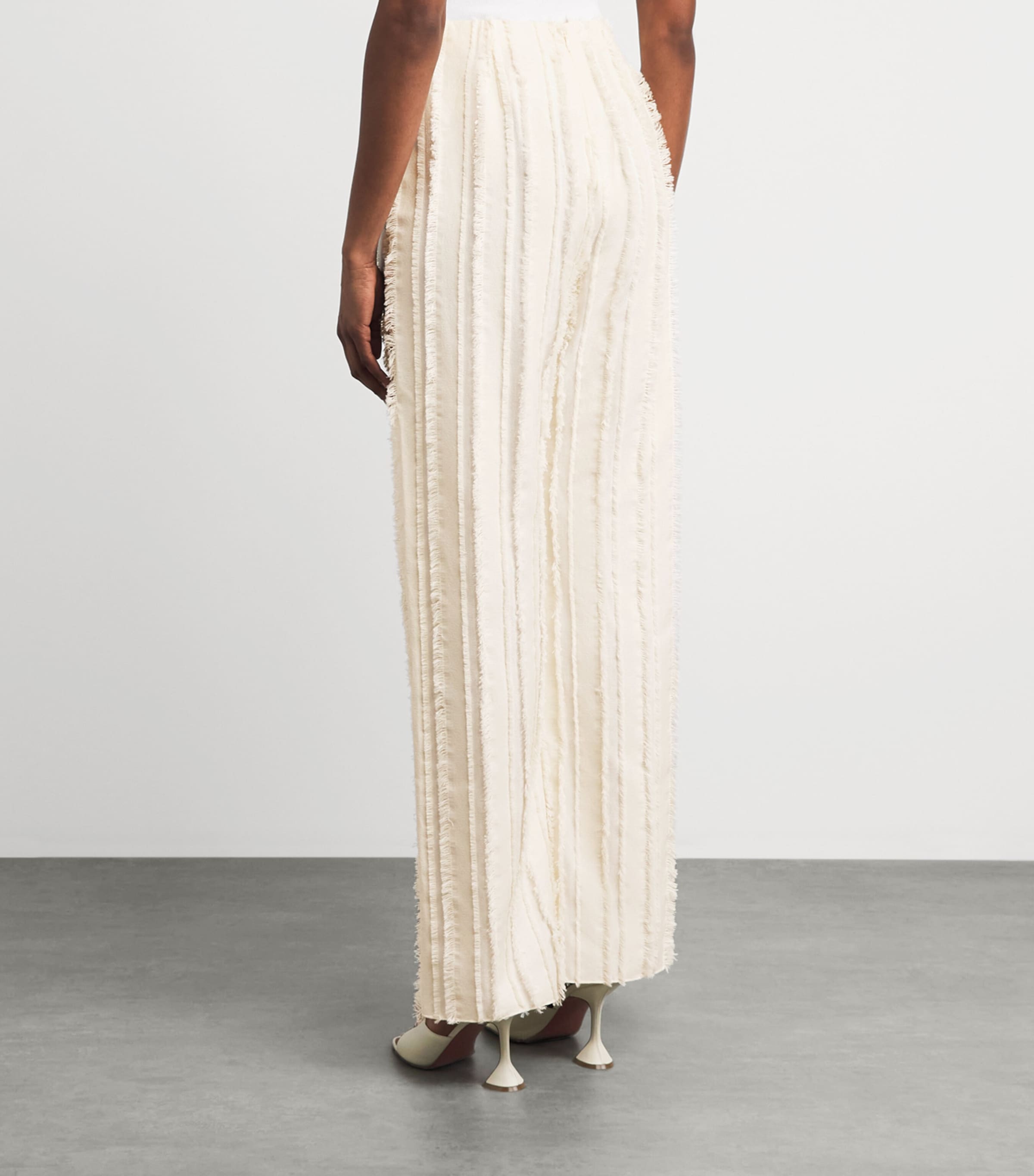 Cult Gaia Womens Cotton-Blend Fringed Ary Trousers Off White Image 5