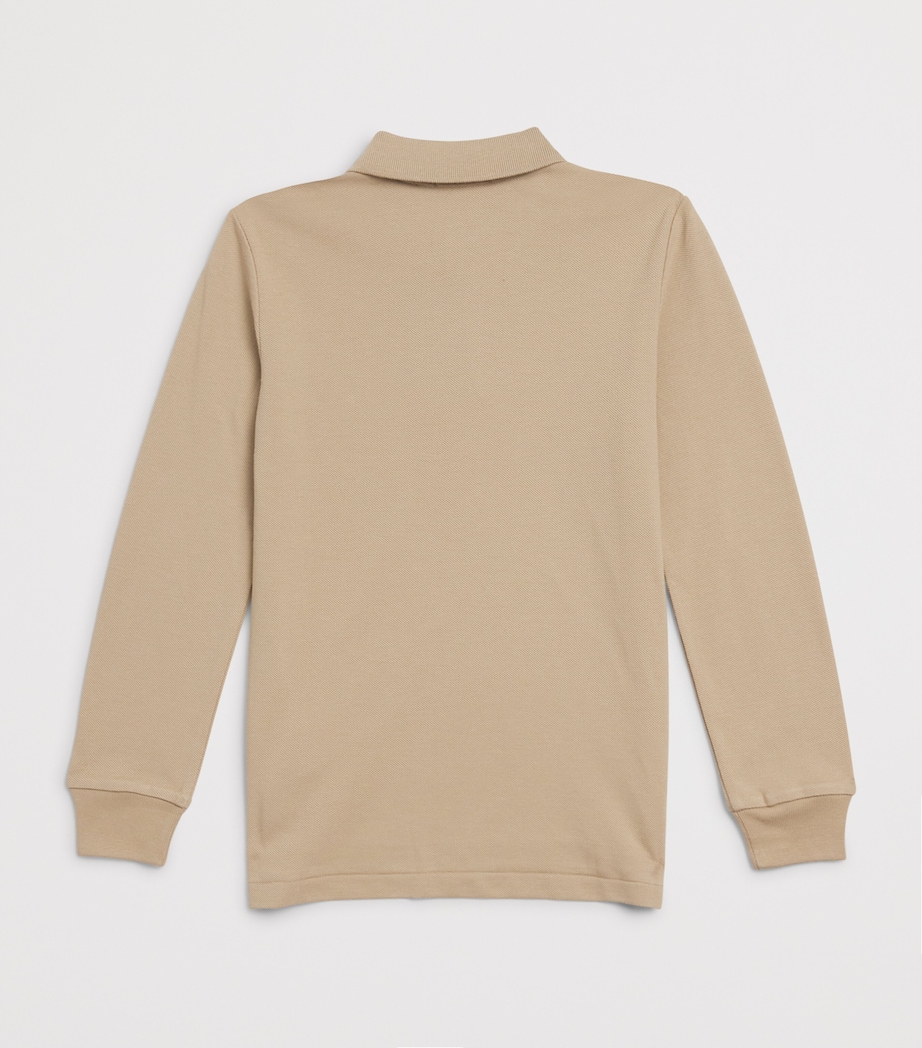 Cotton Long-Sleeve Polo Shirt (6-14 Years) KHAKI Image 2