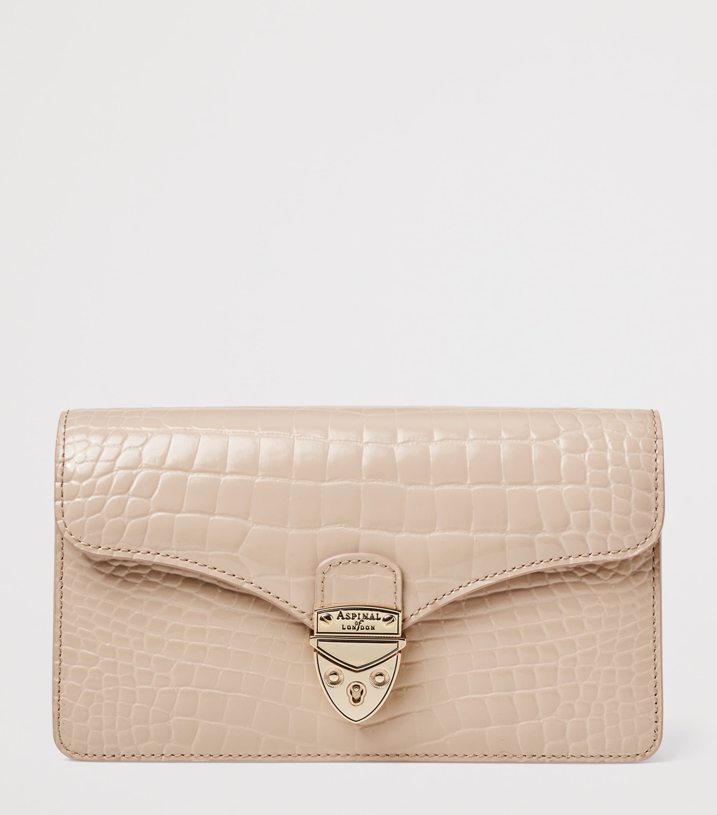 Croc-Embossed Leather Mayfair 2 Clutch Bag TAUPE Image 2