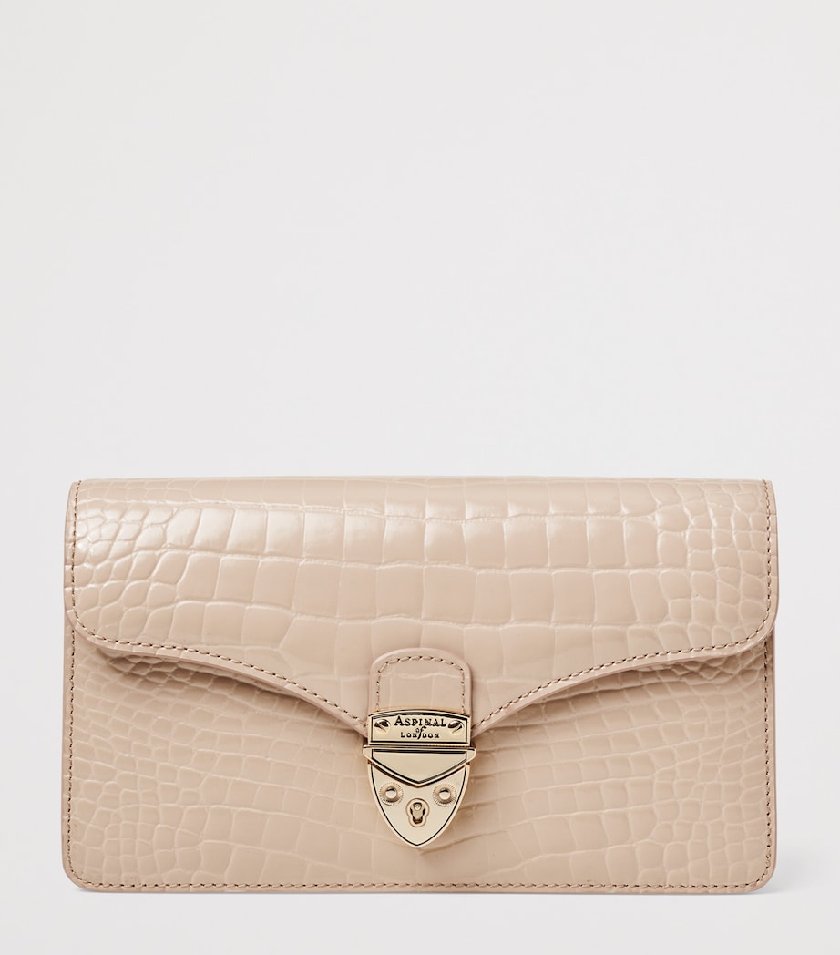 Croc-Embossed Leather Mayfair 2 Clutch Bag TAUPE Image 2