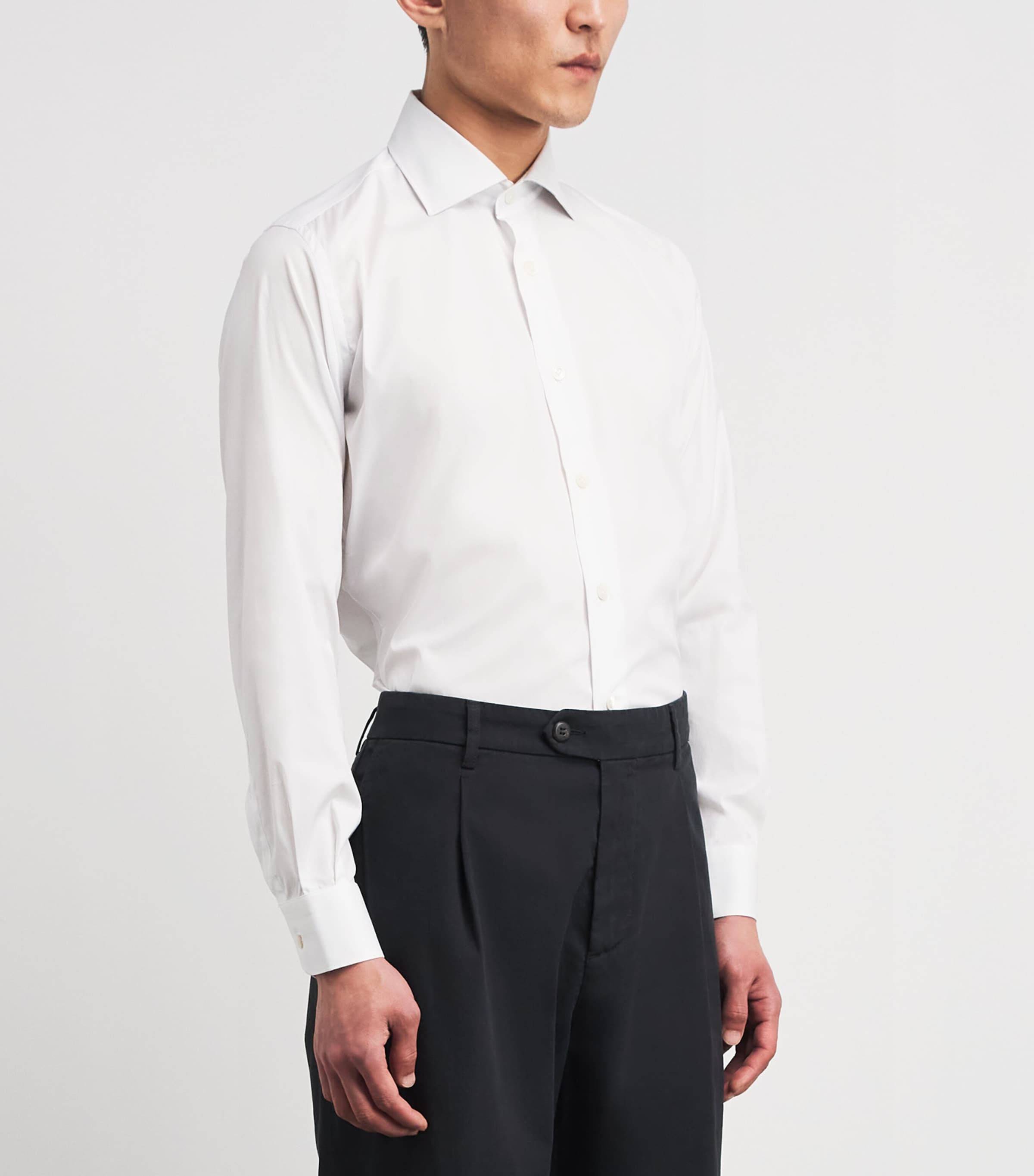 Eleventy Mens Stretch-Cotton Shirt Bianco Image 4