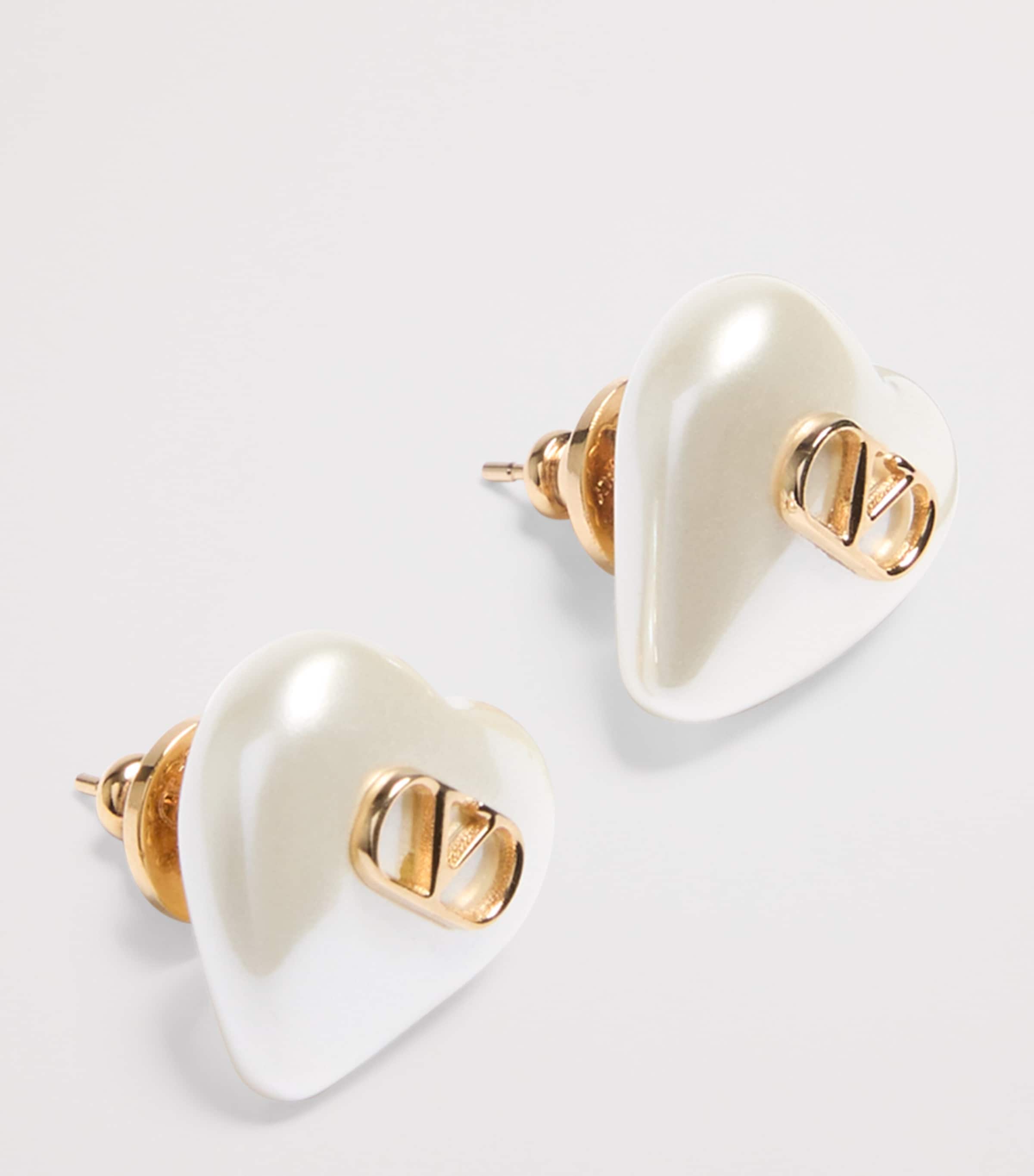 VLogo Heart Earrings R5G Image 2