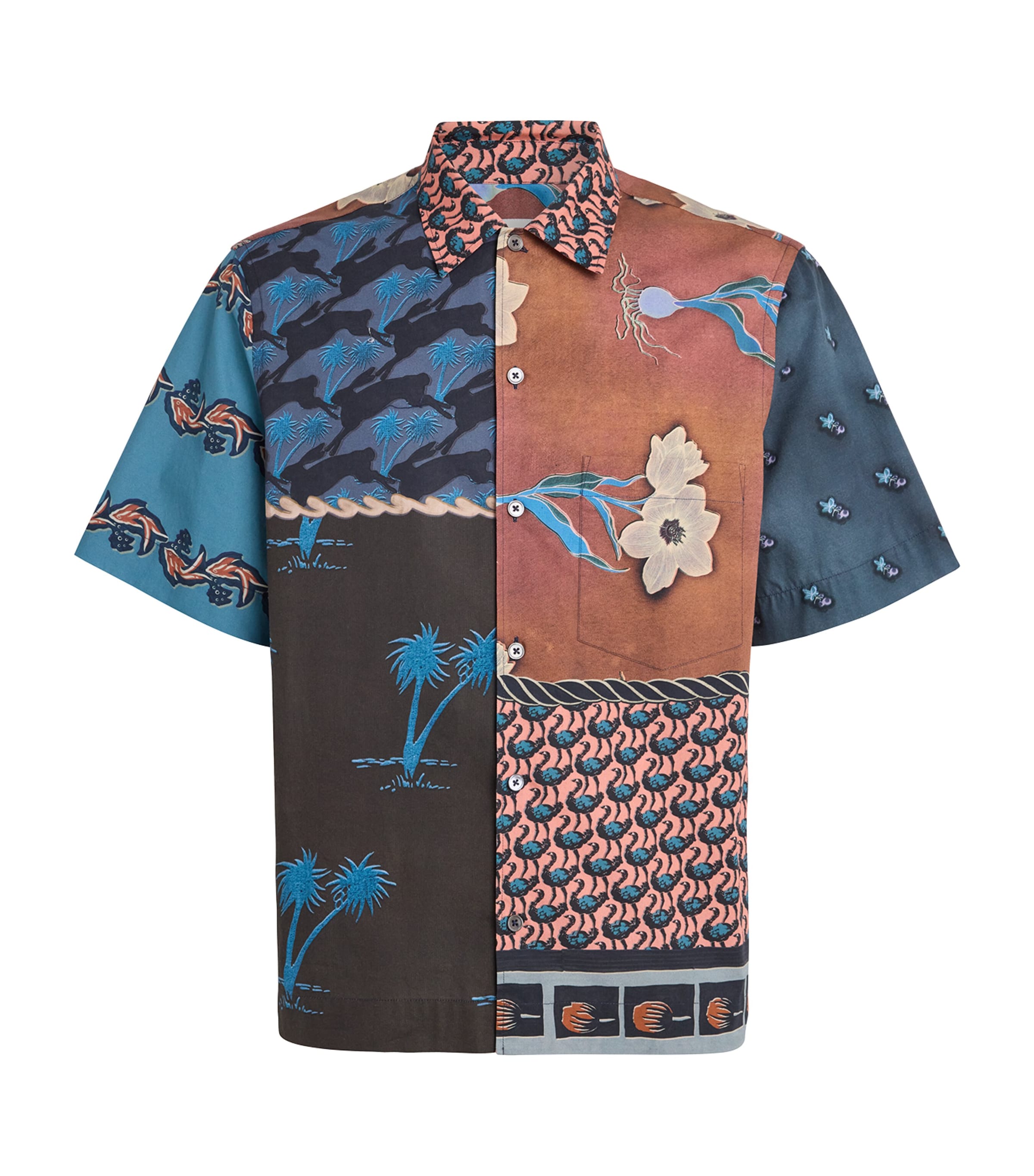 Cotton Mix-Up Short-Sleeve Shirt BLUE-47 Image 1