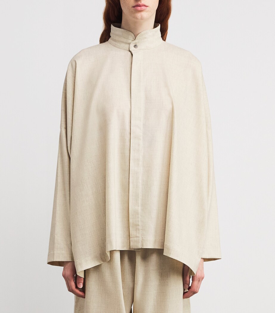Cashmere-Wool Wide A-Line Shirt UNDYED Image 3