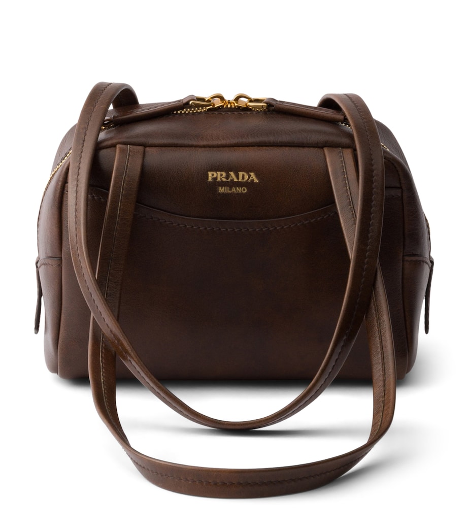 Prada Mini Antique Leather Carry Top-Handle Bag Brown Image 1