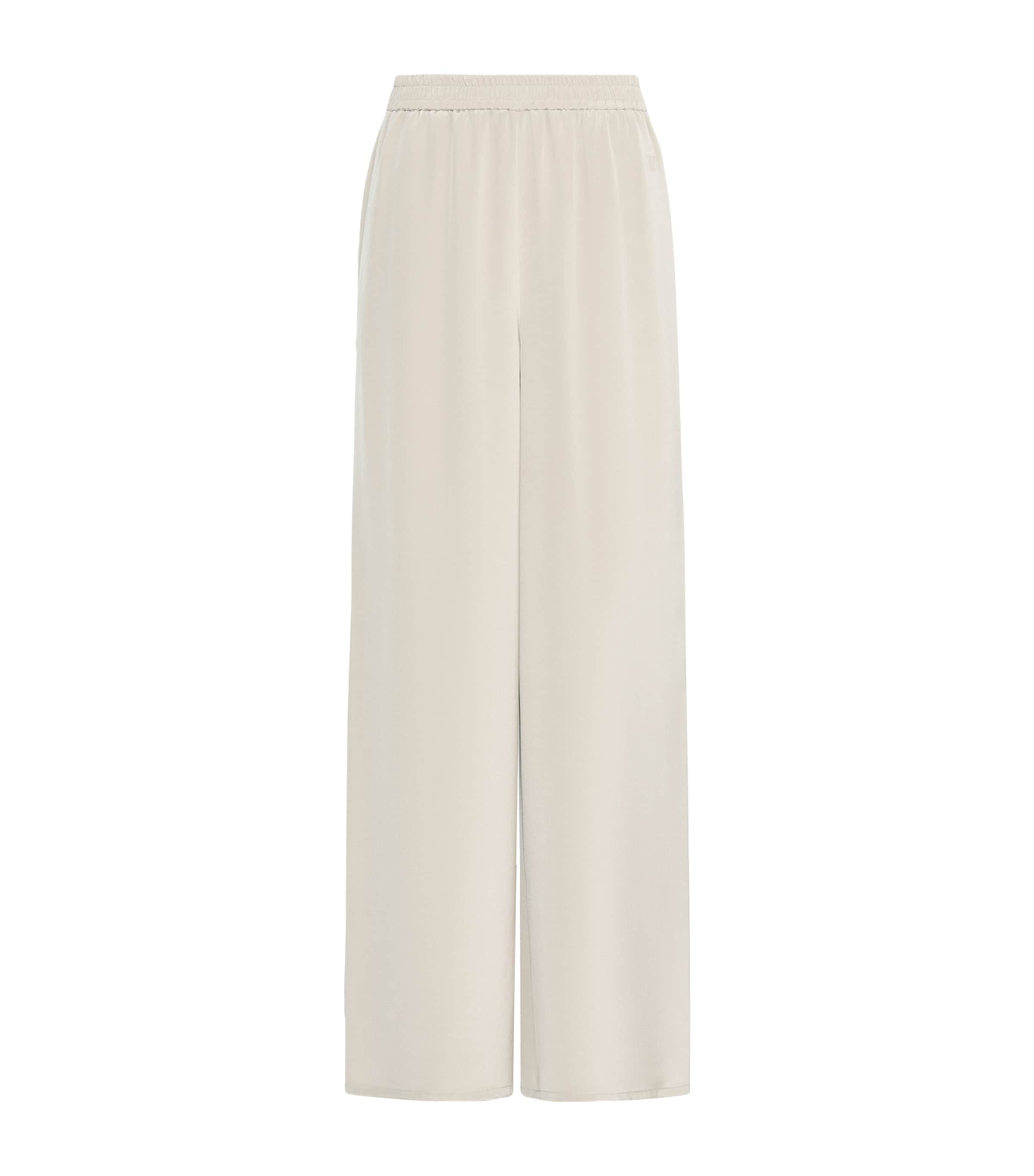 Max Mara Womens Silk Wide-Leg Trousers Stone Image 1