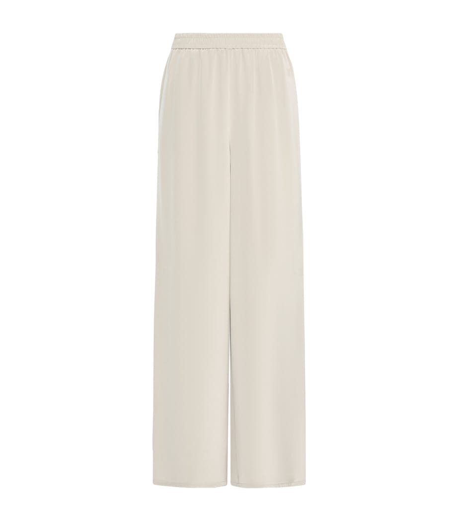Max Mara Womens Silk Wide-Leg Trousers Stone Image 1
