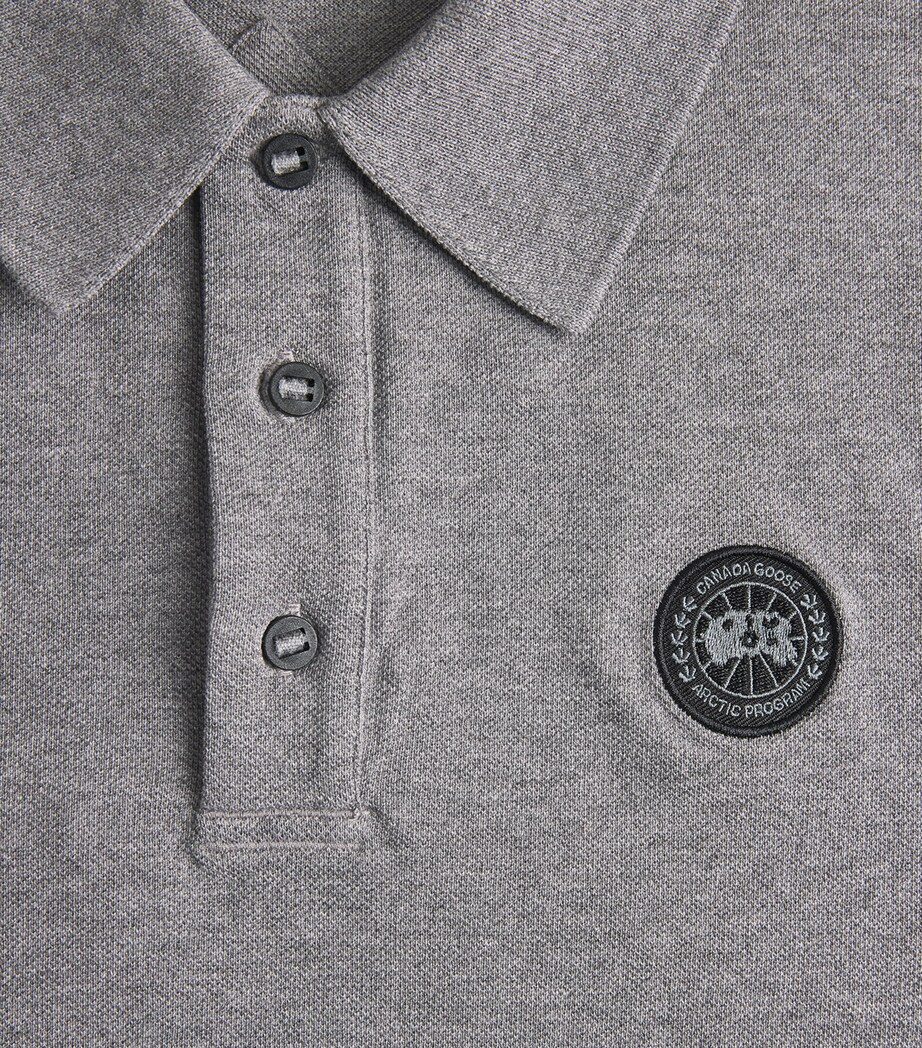Canada Goose Mens Organic Cotton Beckley Black Disc Polo Shirt Stone Heather Image 6