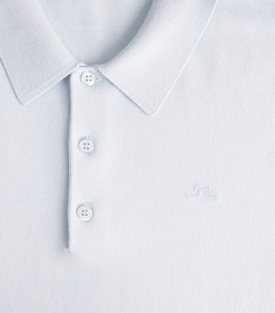 J Lindeberg Mens Knitted Ridge Polo Shirt Skywriting Image 6