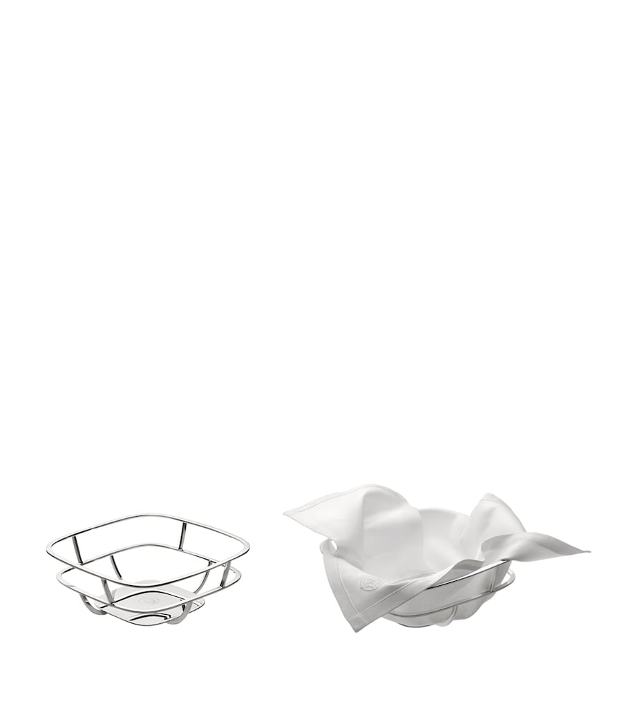 Silver-Plated Bread Basket with Napkins SILVER Image 2