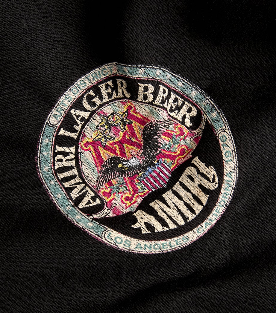 Eagle Print Oversized Hoodie BLACK Image 5