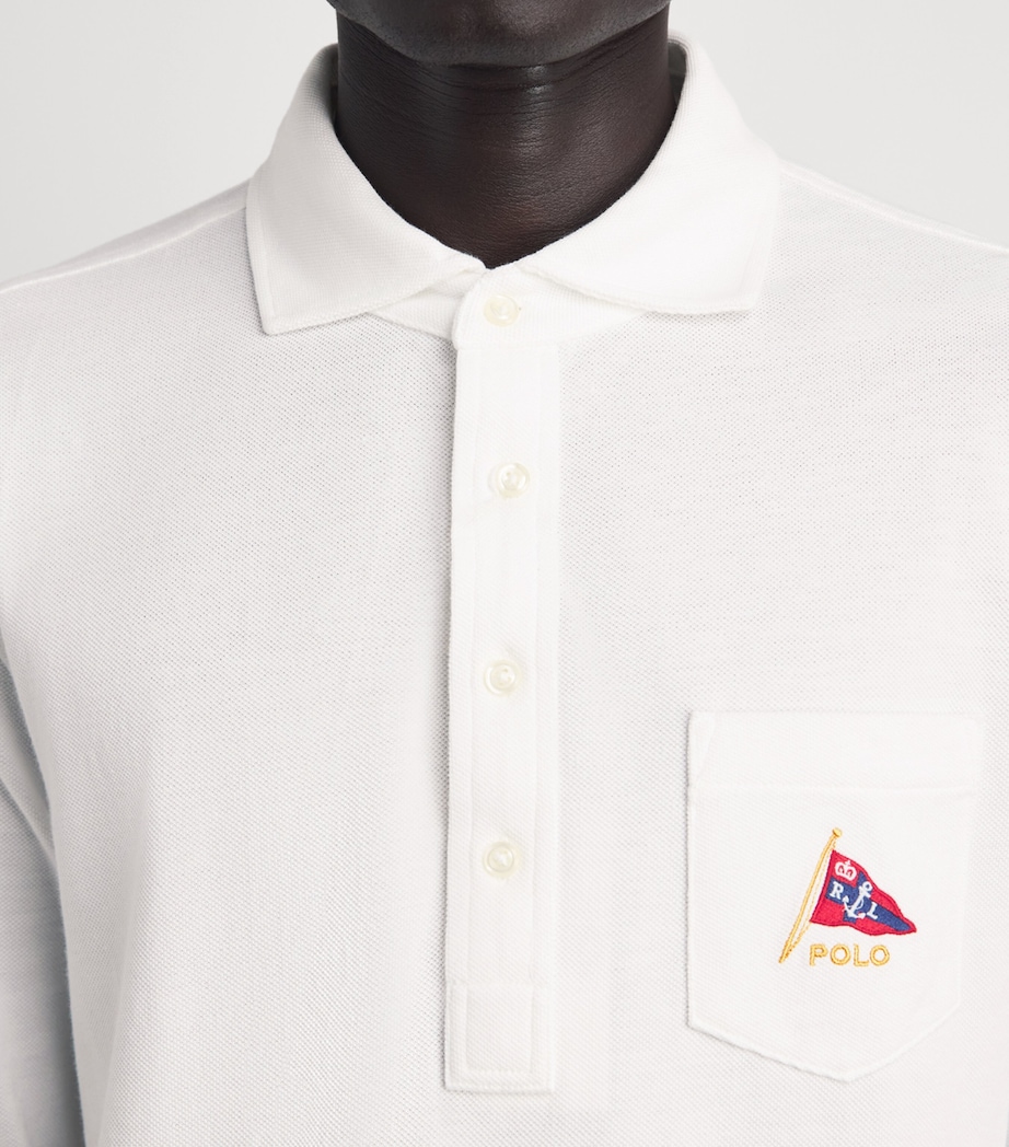 Polo Ralph Lauren Mens Cotton Mesh Long-Sleeve Polo Shirt White Image 3