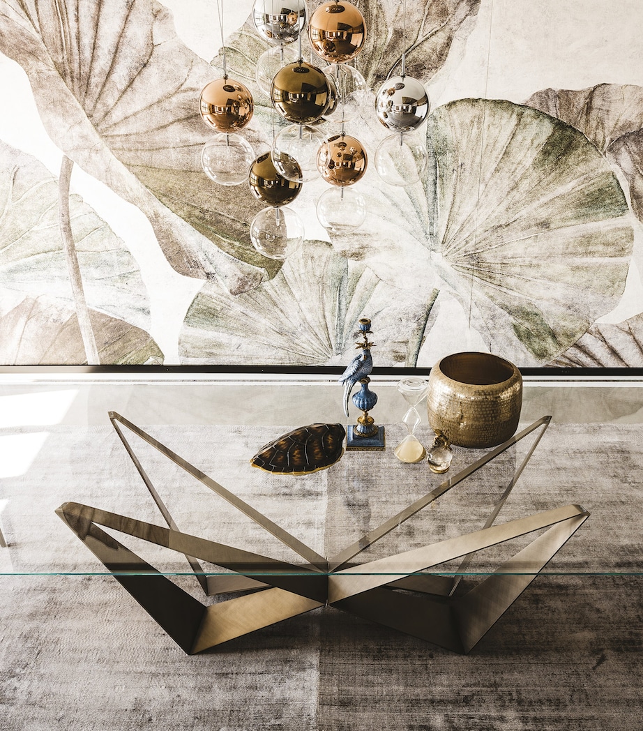 Steel and Glass Skorpio Dining Table BRUSHED BRONZE Image 5