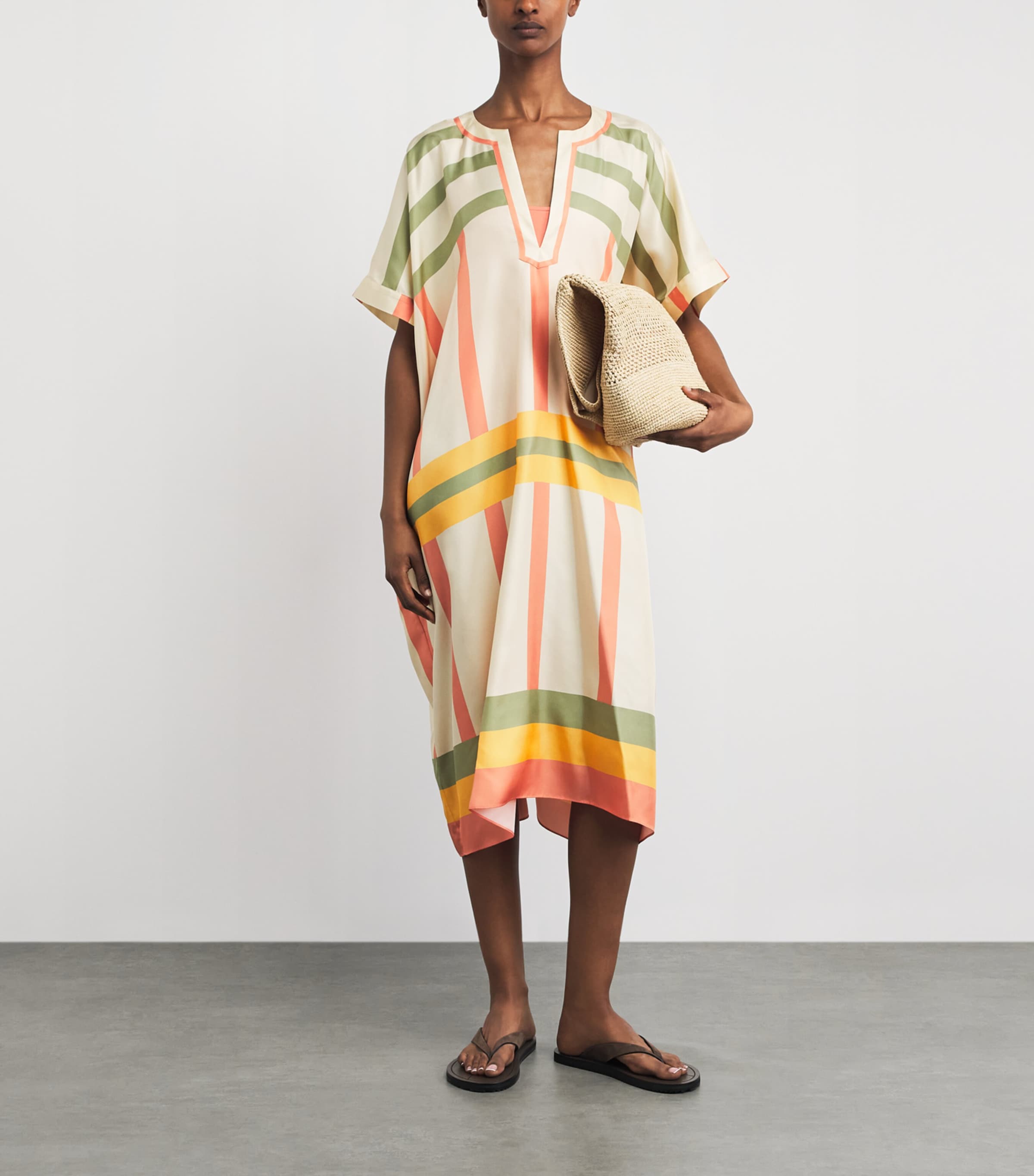 Eres Womens Silk Stripe Ice Midi Kaftan Rayure Brlingt Image 2