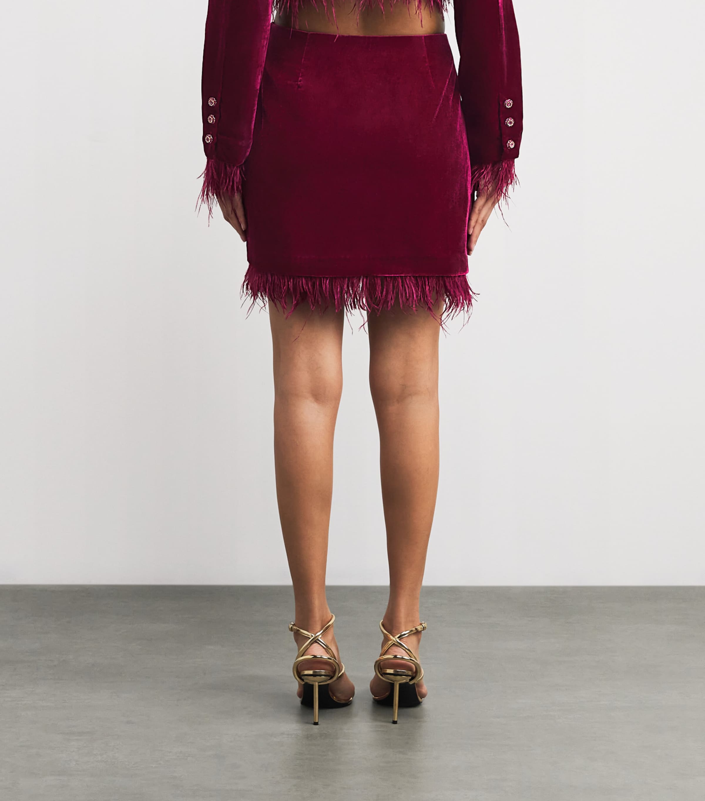 Cinq A Sept Womens Velvet Luna Randi Mini Skirt Red Plum Image 4