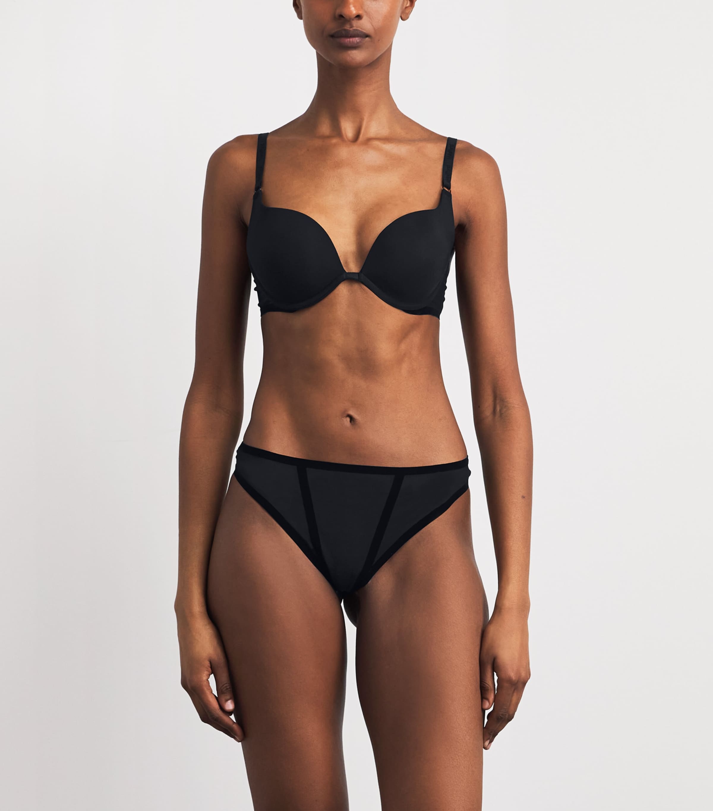 Wolford Womens Bonded Tulle Push-Up Bra Black Image 2
