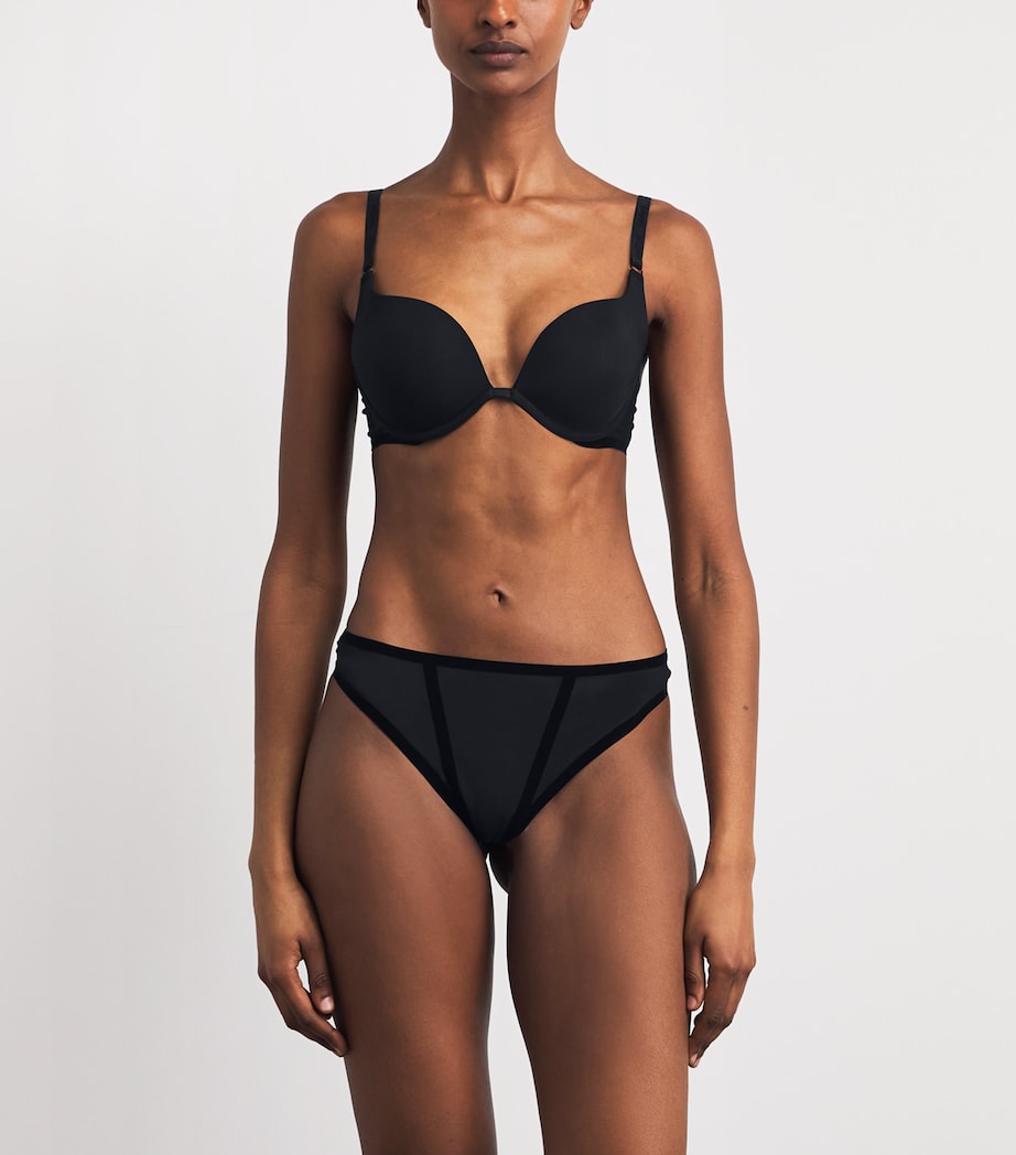 Wolford Womens Bonded Tulle Push-Up Bra Black Image 2
