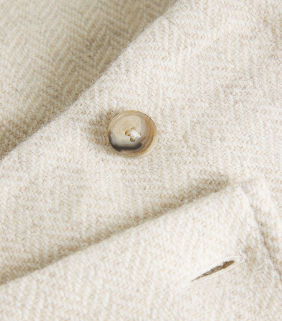 Wool-Blend Wrap Pencil Skirt CREAM HERRINGBONE Image 5