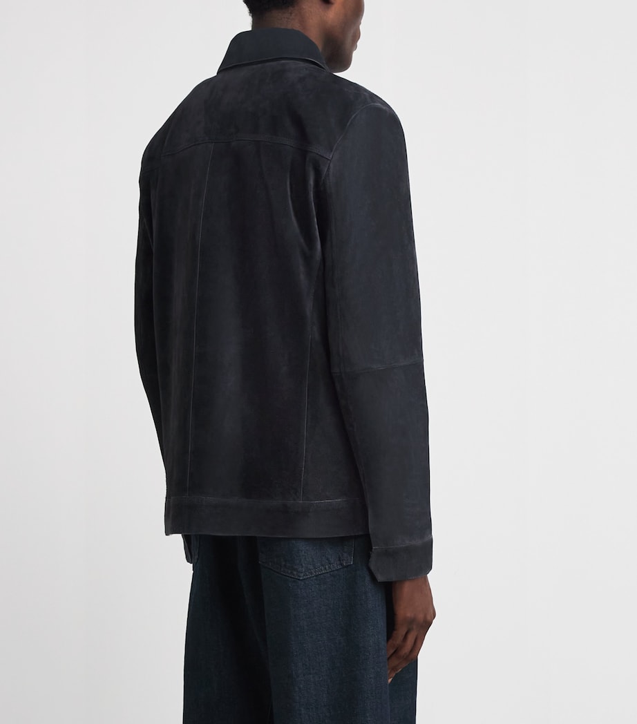 Yves Salomon Mens Suede Zip-Up Jacket Nightfall Image 5