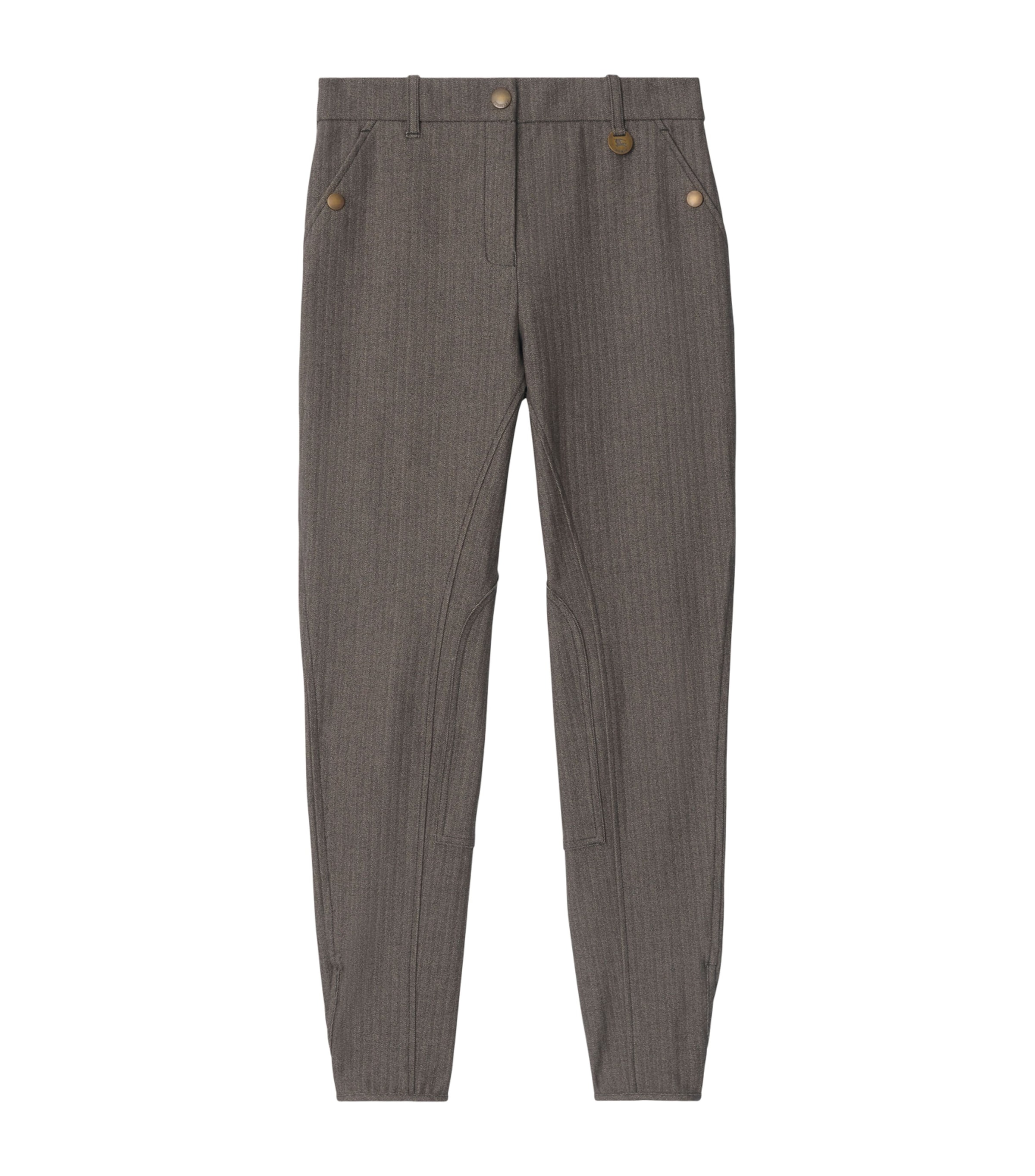 Burberry Stretch Cotton Herringbone Jodhpurs In Brown