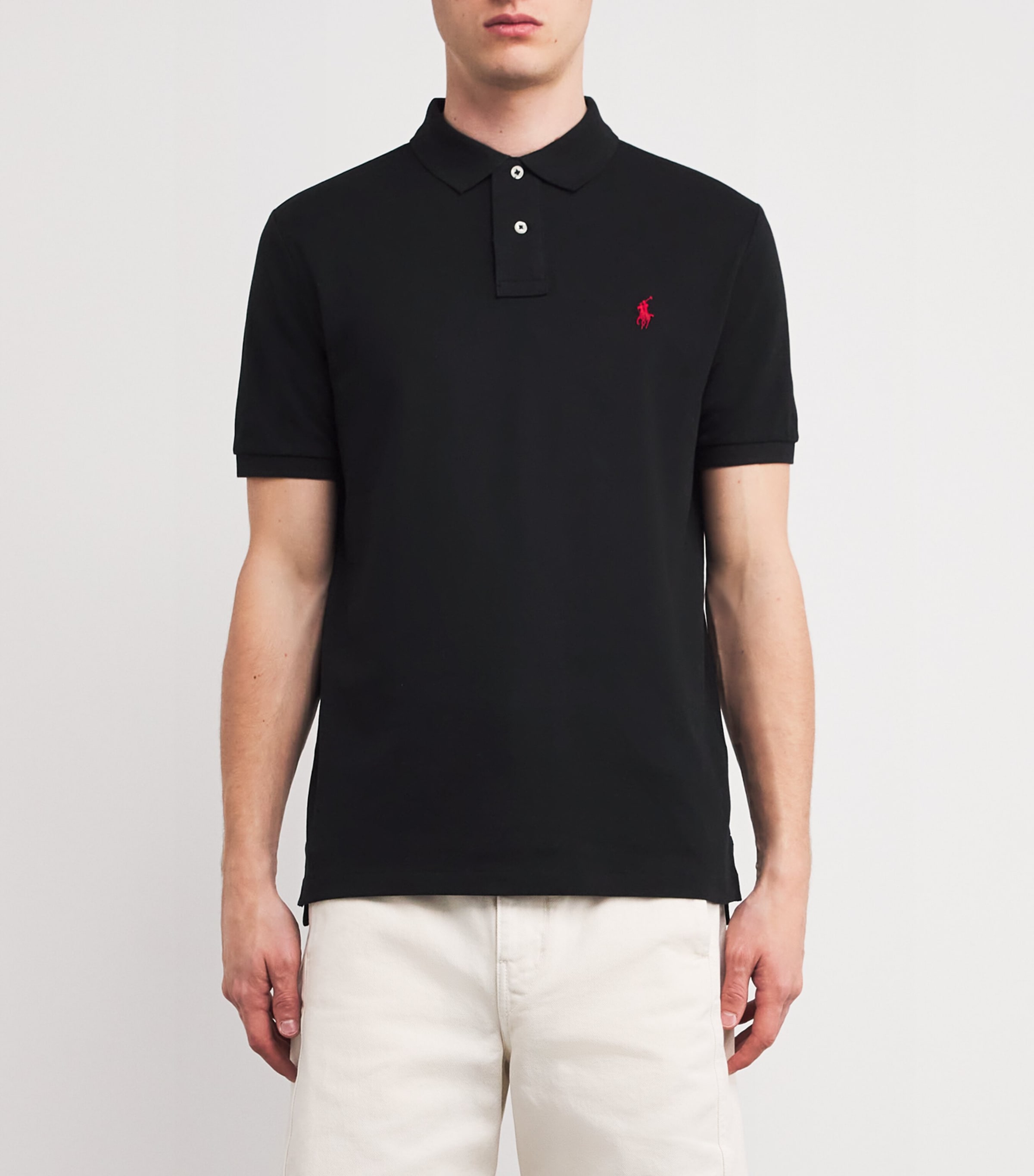 Cotton Mesh Custom-Fit Polo Shirt POLO BLACK Image 3