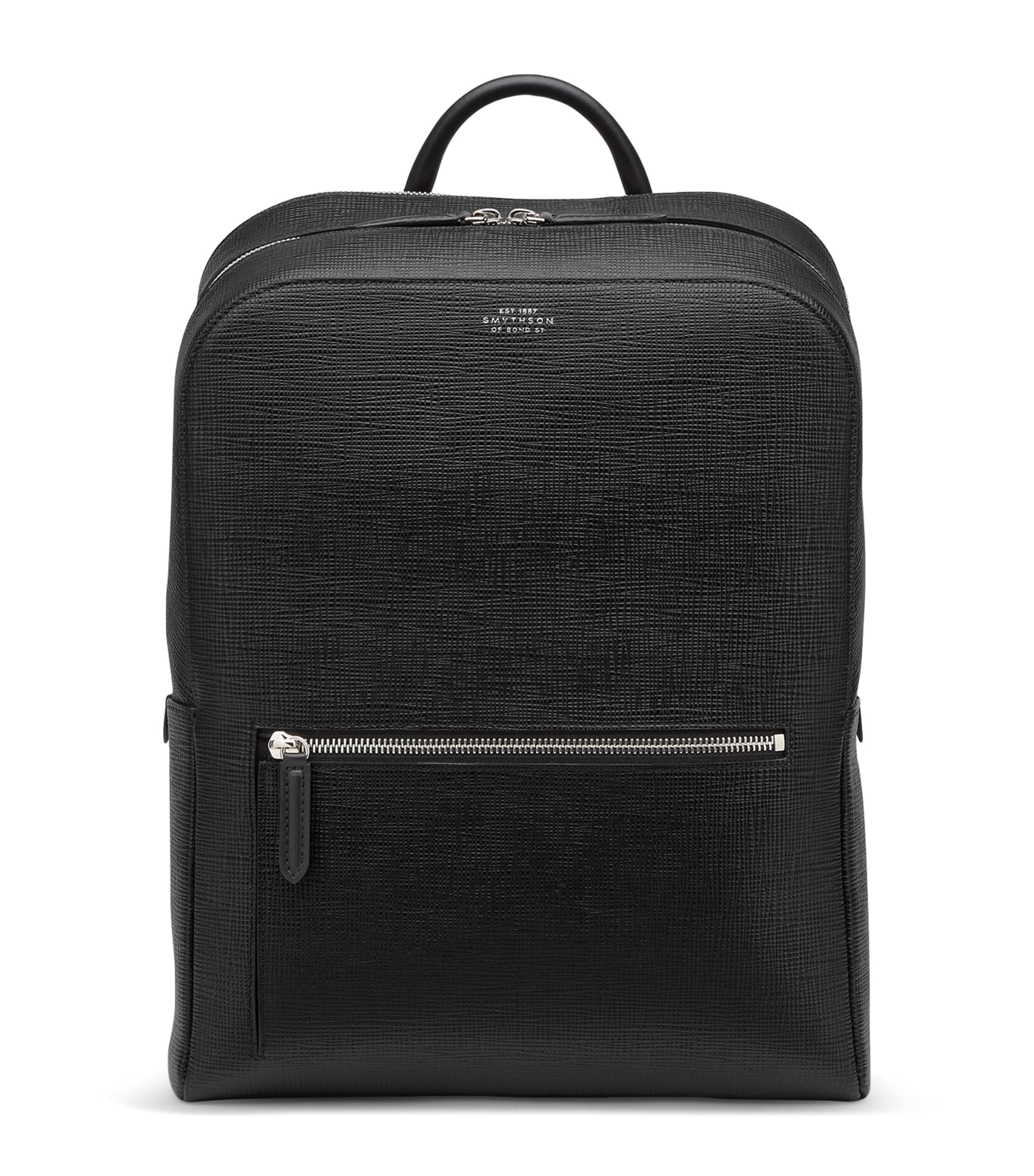 Smythson Leather Panama Backpack Black Image 1