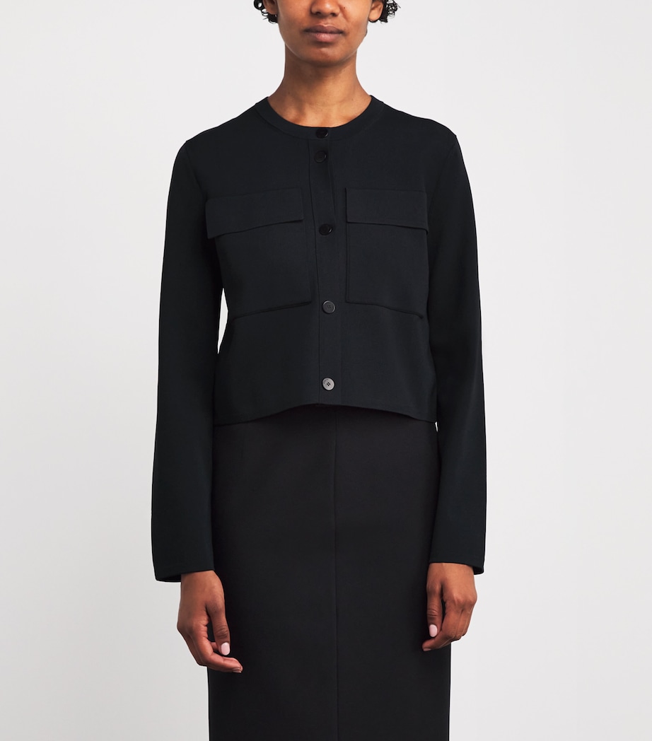 Stretch-Knit Cardigan Jacket BLACK Image 3