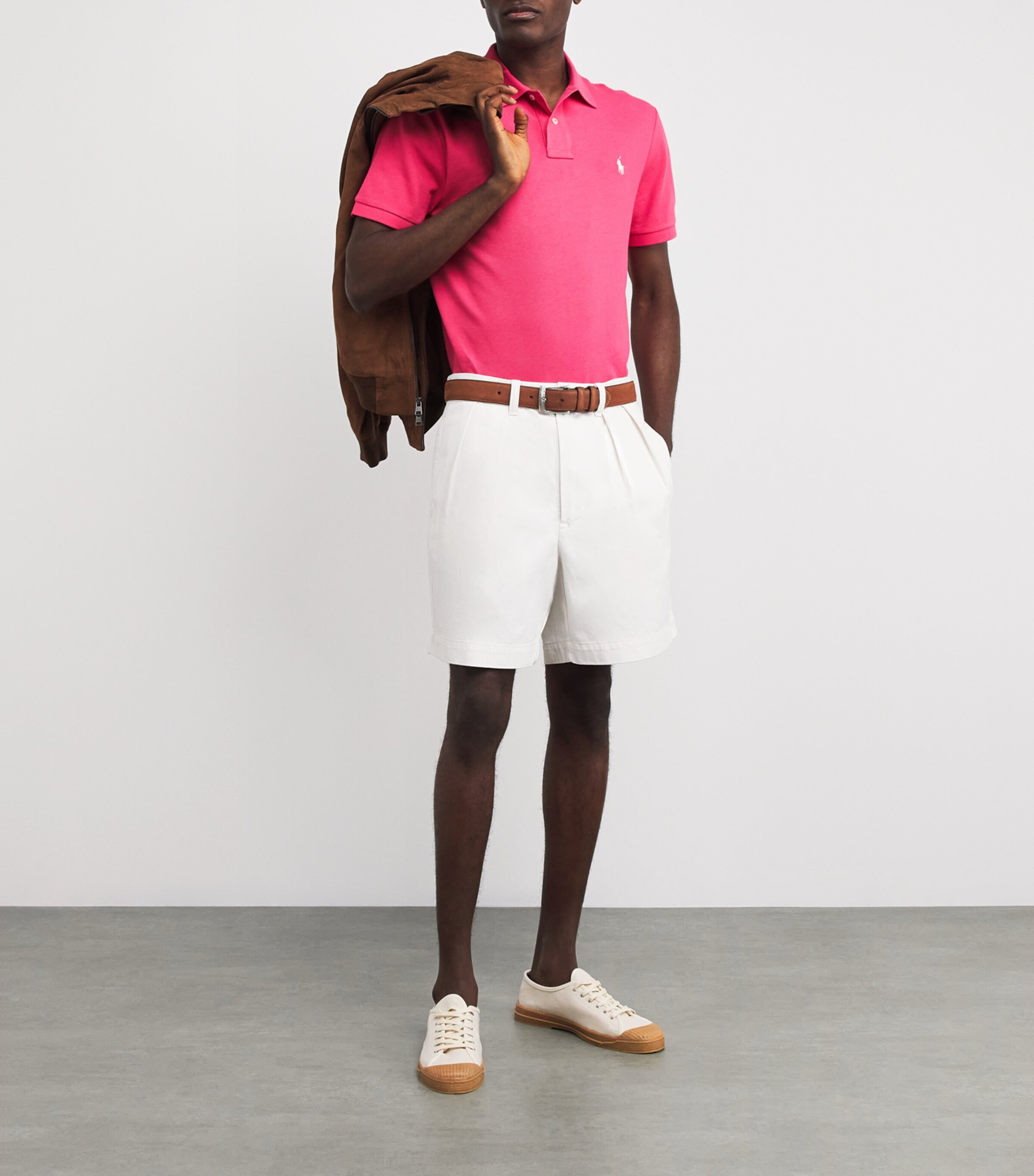 Polo Ralph Lauren Mens Cotton Mesh Custom-Fit Polo Shirt Hot Pink Image 2