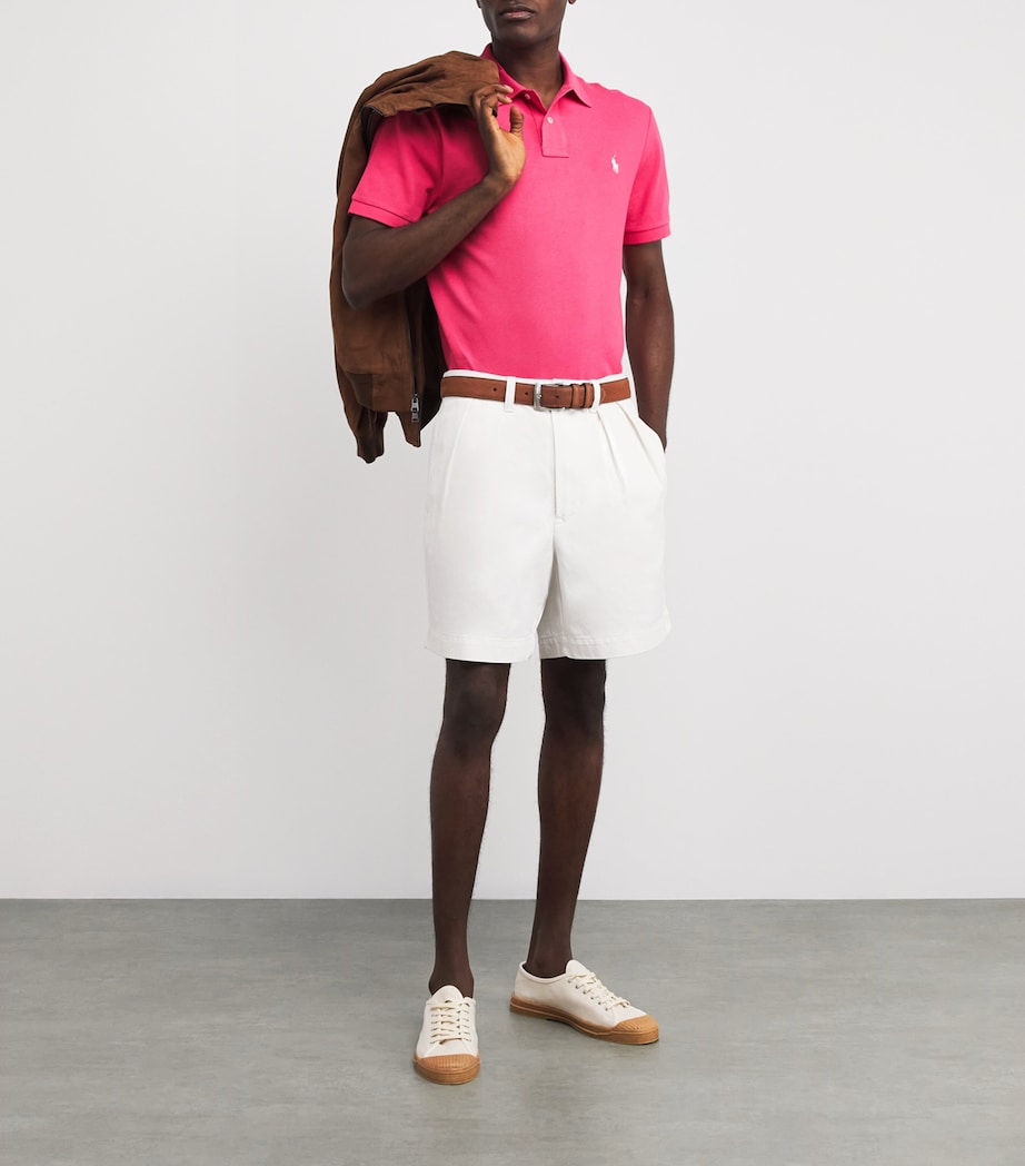 Polo Ralph Lauren Mens Cotton Mesh Custom-Fit Polo Shirt Hot Pink Image 2