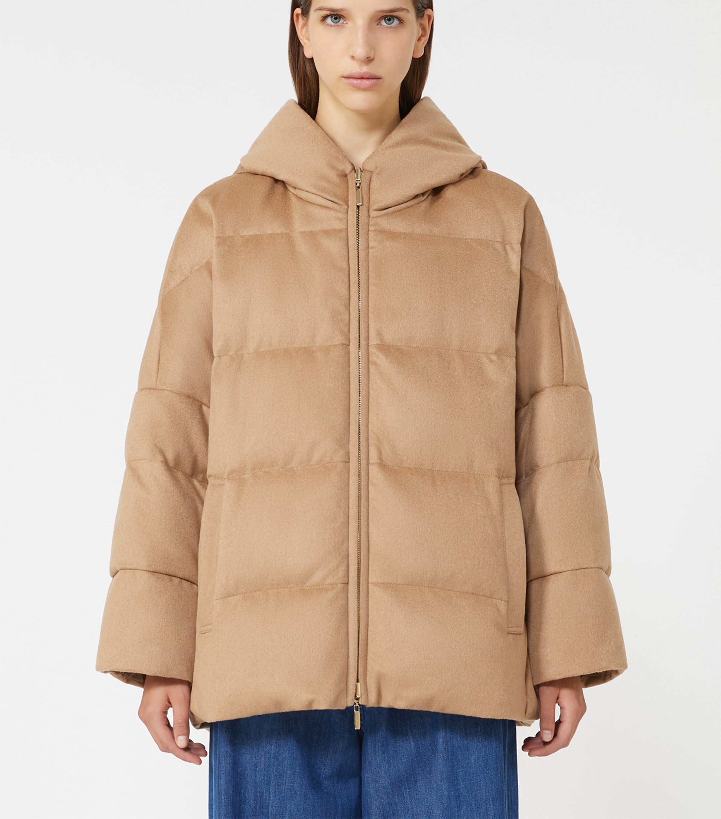 Down Camel Wool Reversible Quilted Coat CAMEL Image 2
