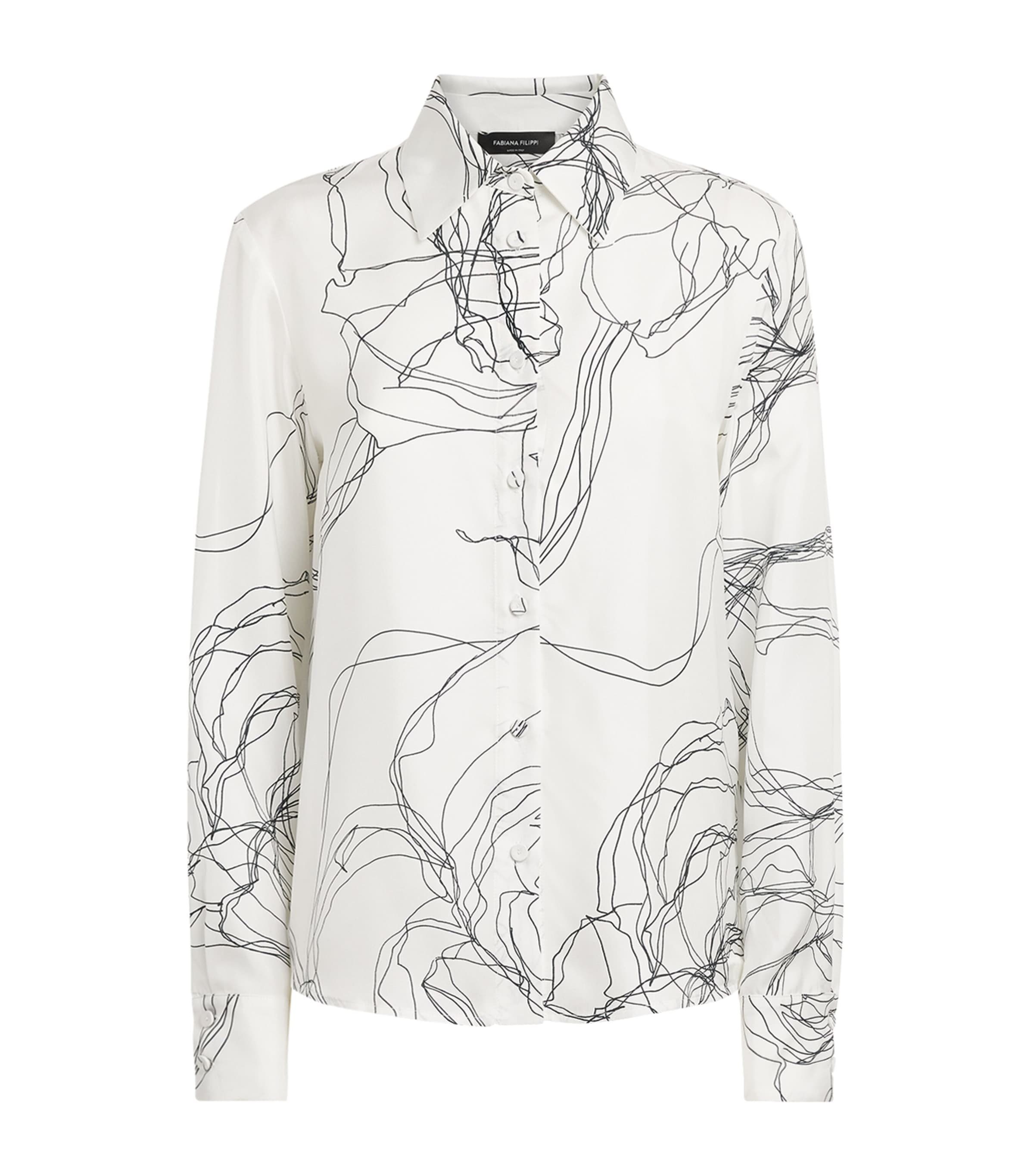 Fabiana Filippi Womens Silk Twill Printed Shirt Bianco Image 1