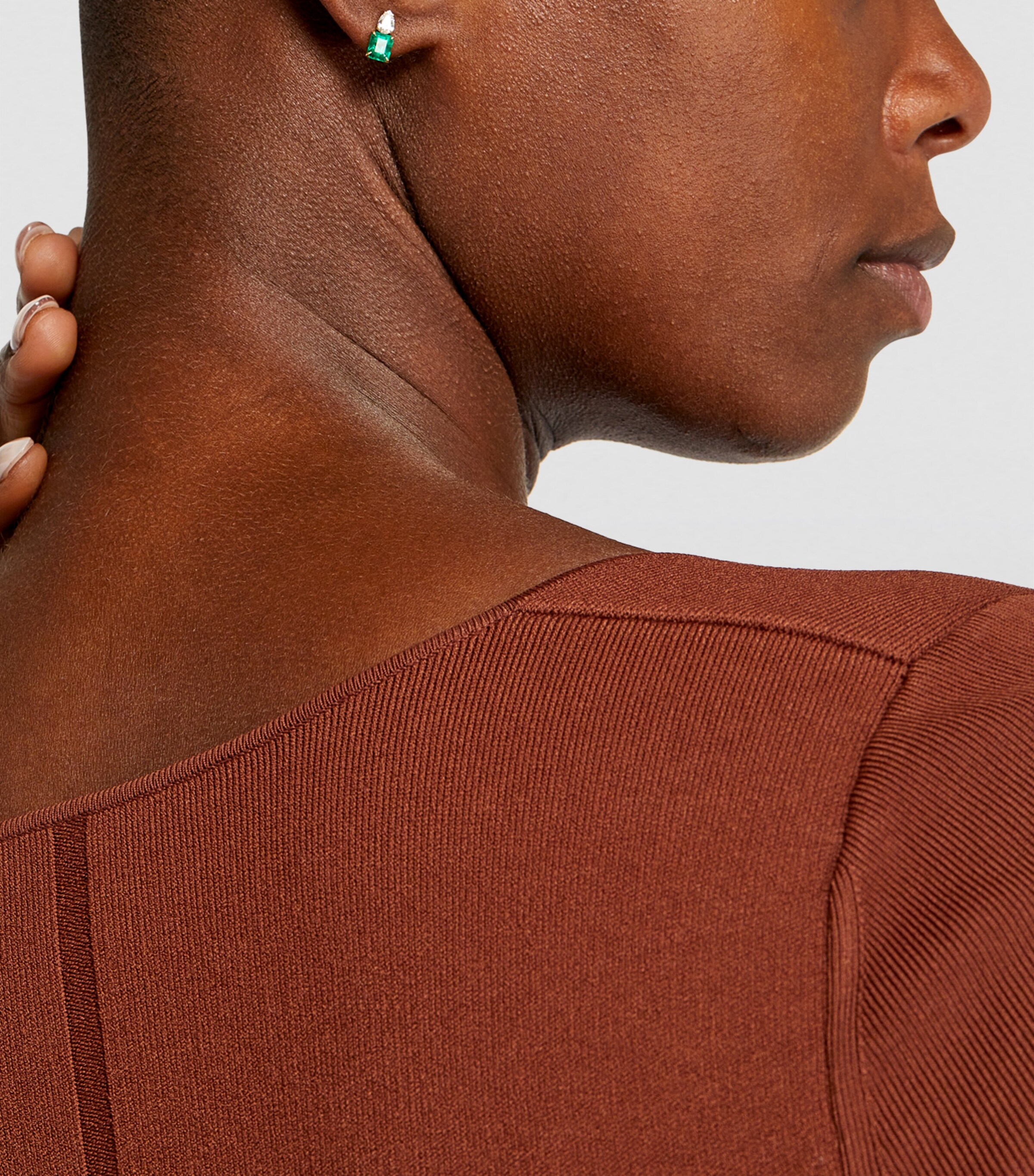 Yellow Gold, Diamond and Emerald Single Stud Earring YELOW GOLD Image 4