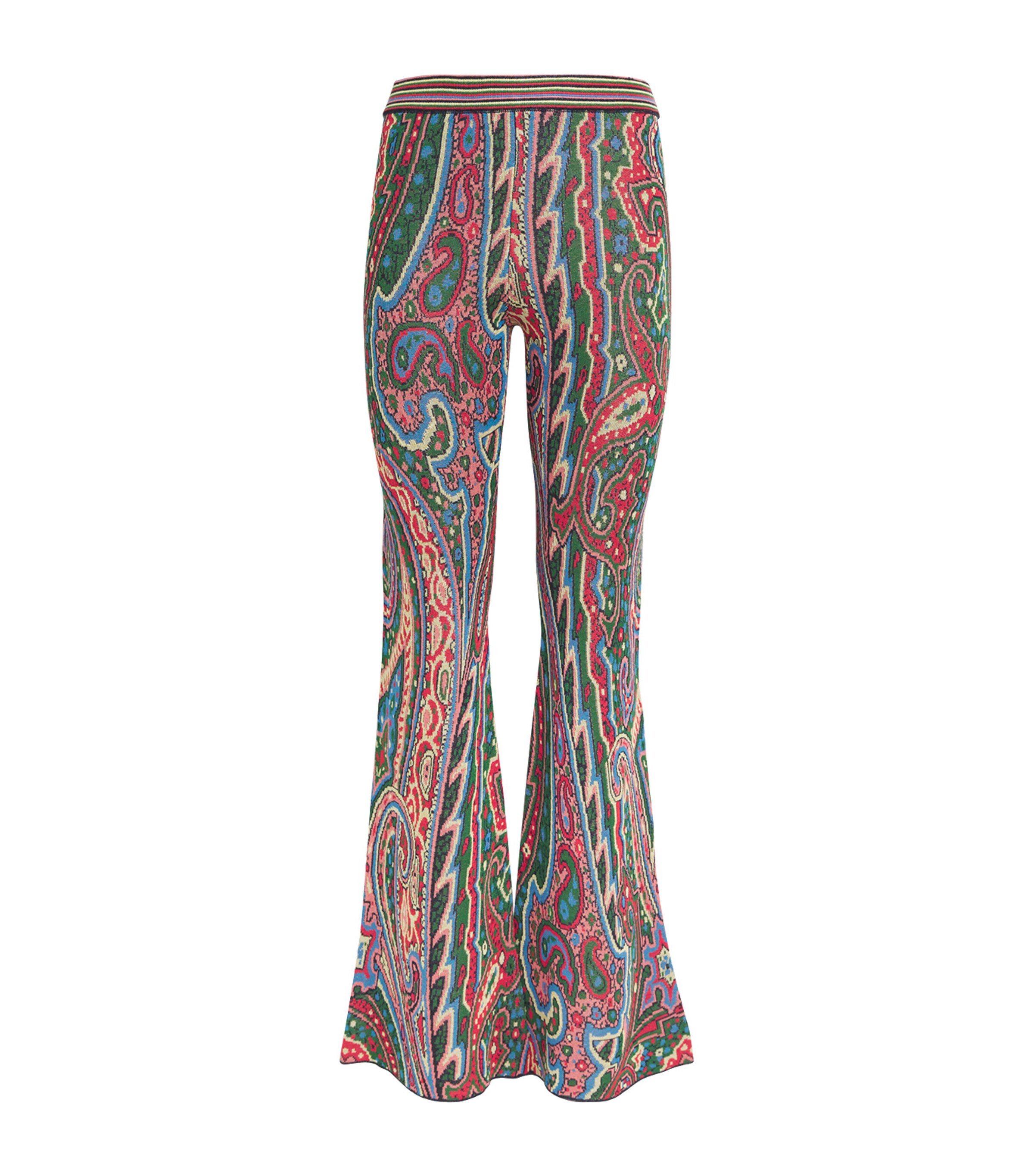 パンツ Etro Multicolored Jacquard Cotton Flare Trousers ETRO Multicolored Jacquard Cotton Flare Trousers - Leggings