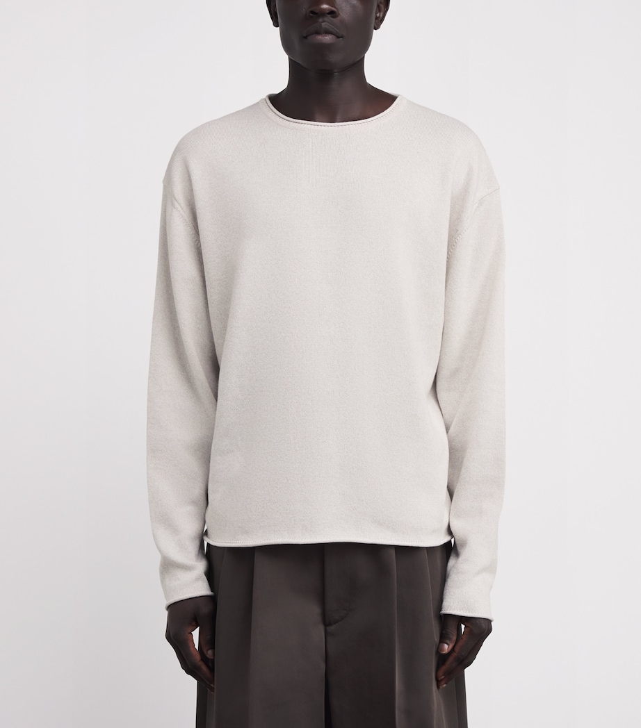 Cotton-Blend Textured Sweater IVORY Image 3