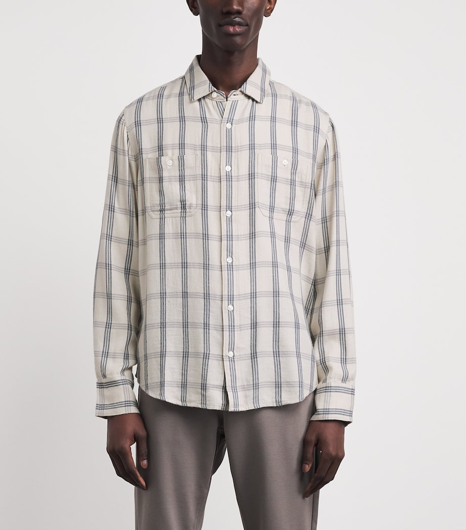 PAIGE Mens Cotton-Blend Check Everett Shirt Blue Stucco Image 4