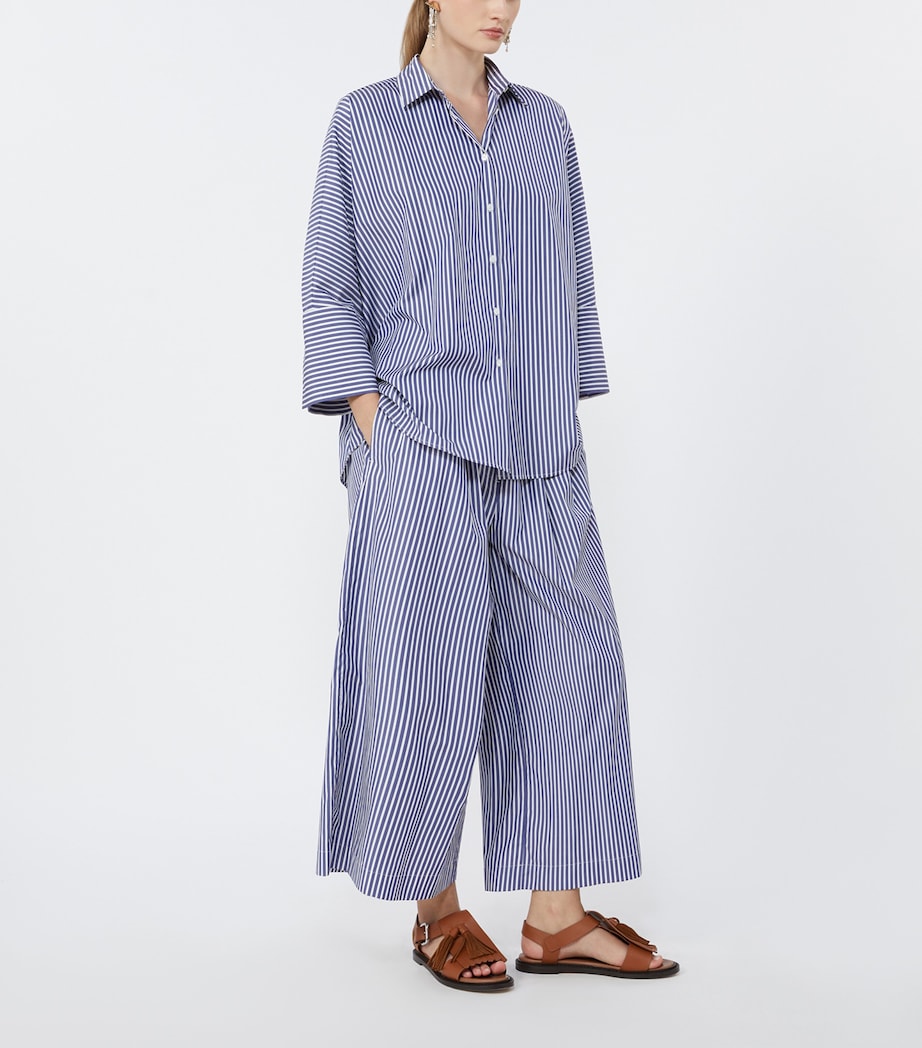 Weekend Max Mara Womens Cotton Oversized Stripe Shirt Navy Image 2