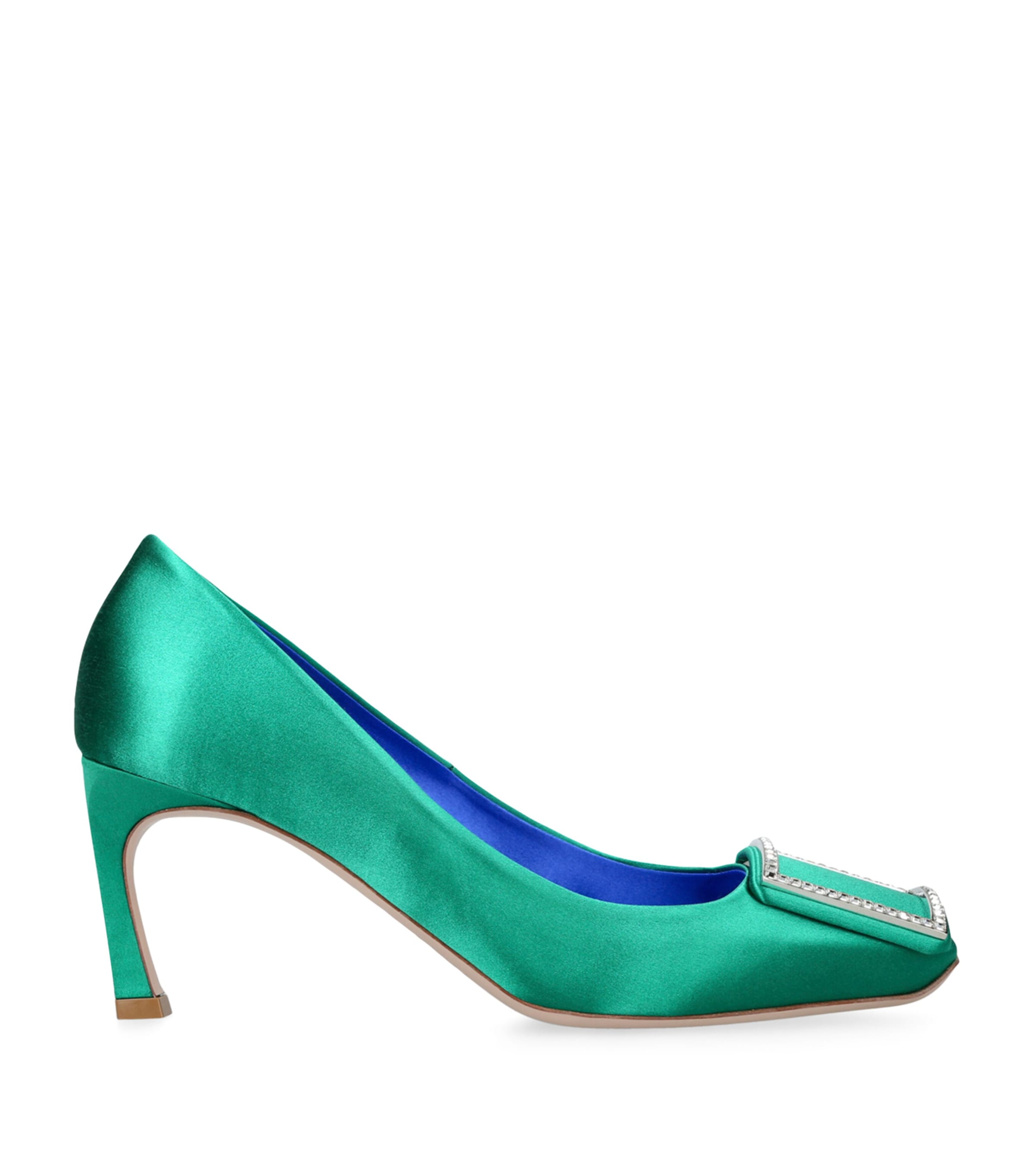 Roger Vivier Buckle-Detail Strass Trompette Pumps 70 Green