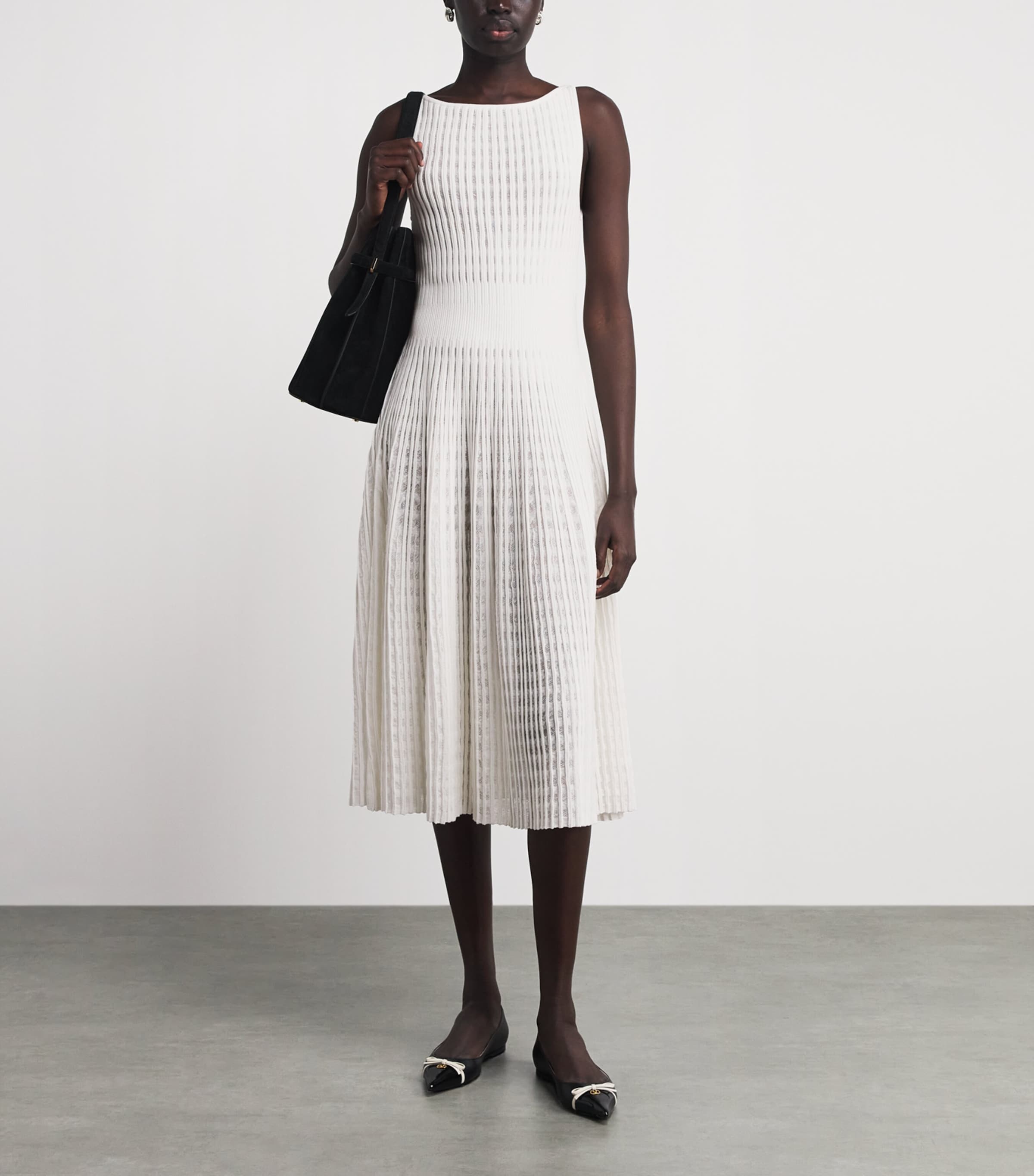 VALENTI Womens Knitted Isabela Midi Dress White Image 2