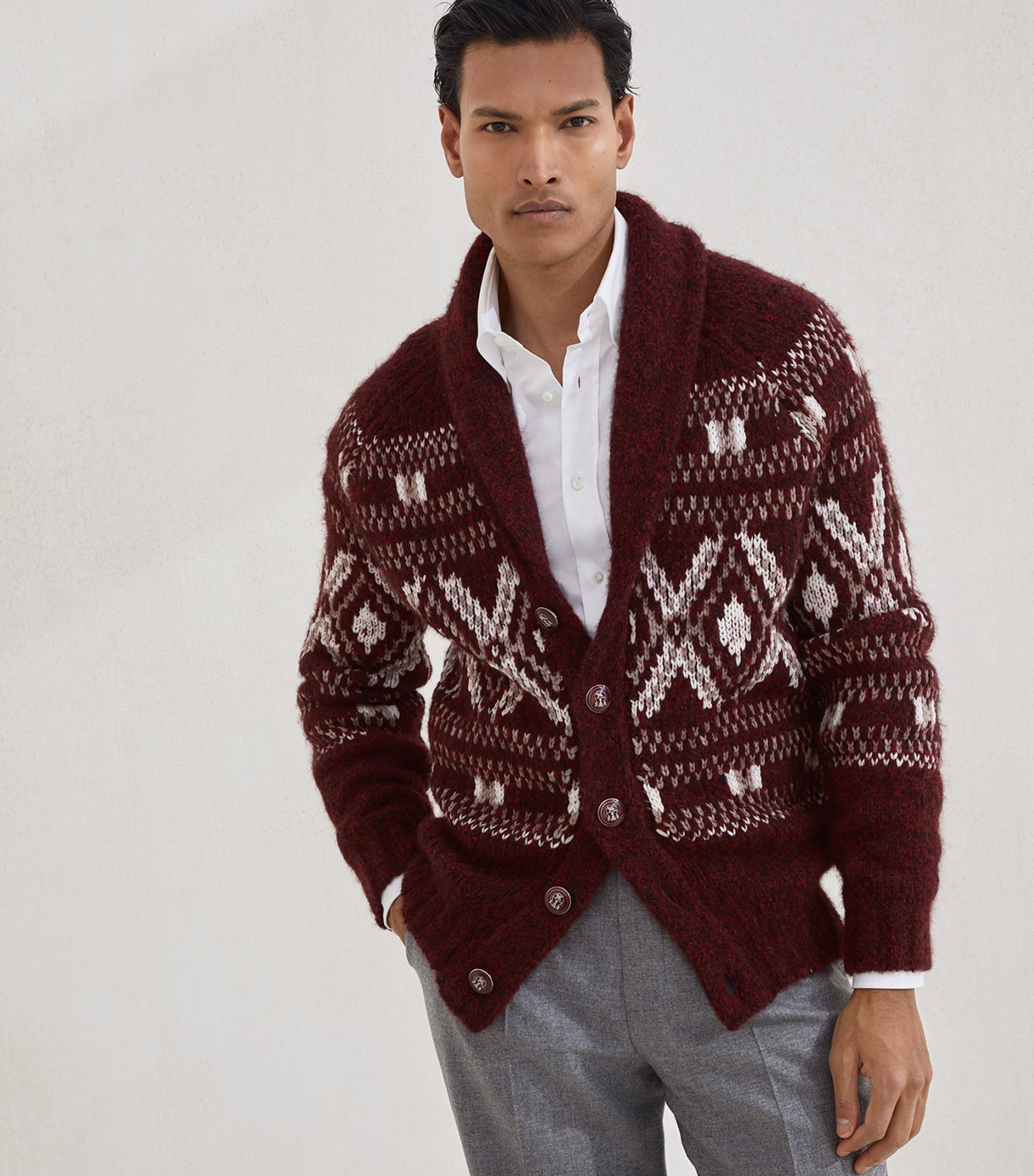 Wool-Blend Jacquard Cardigan CMA82 Image 2