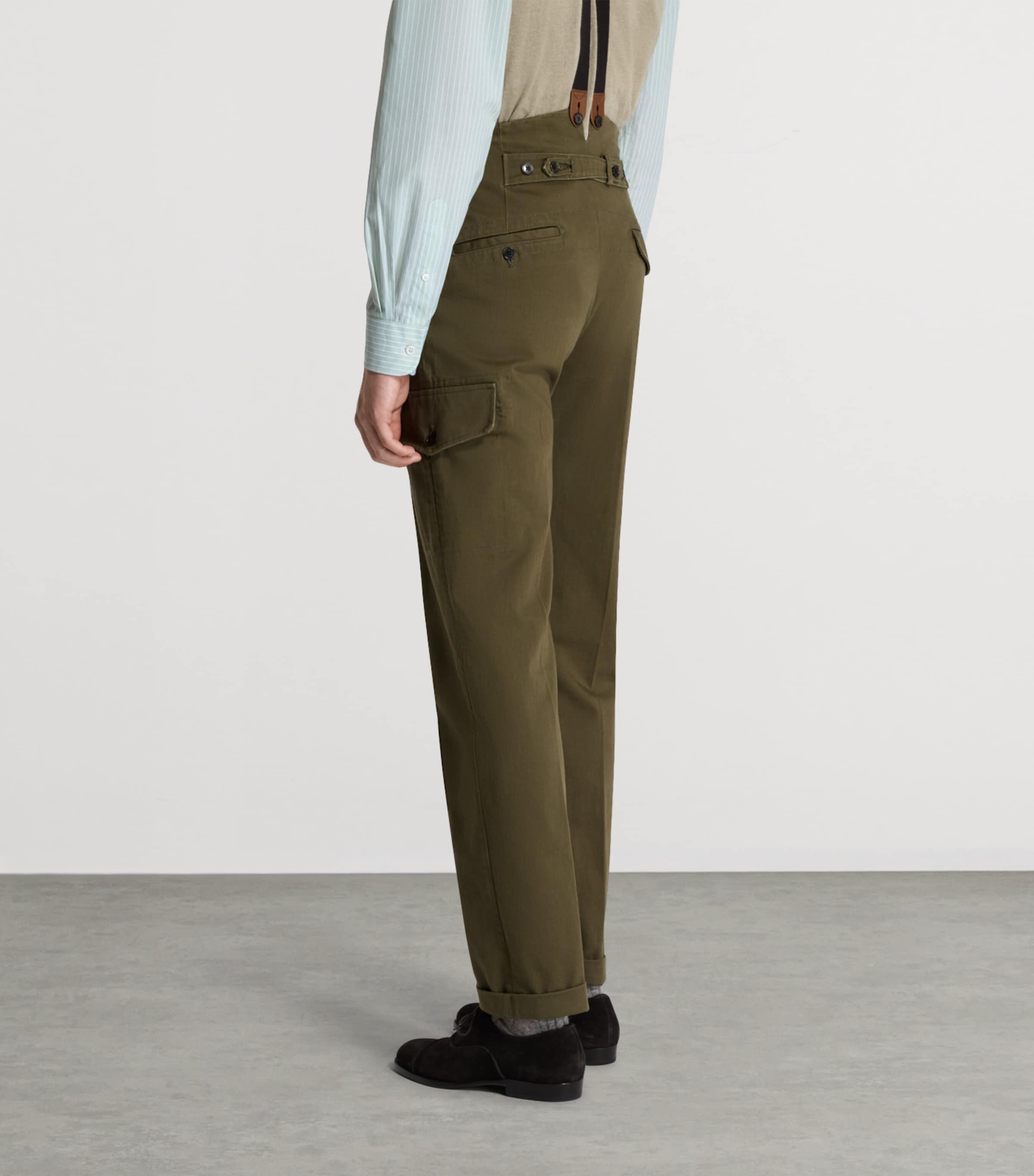 Dunhill Mens Cotton Double-Pleat Chinos Image 3