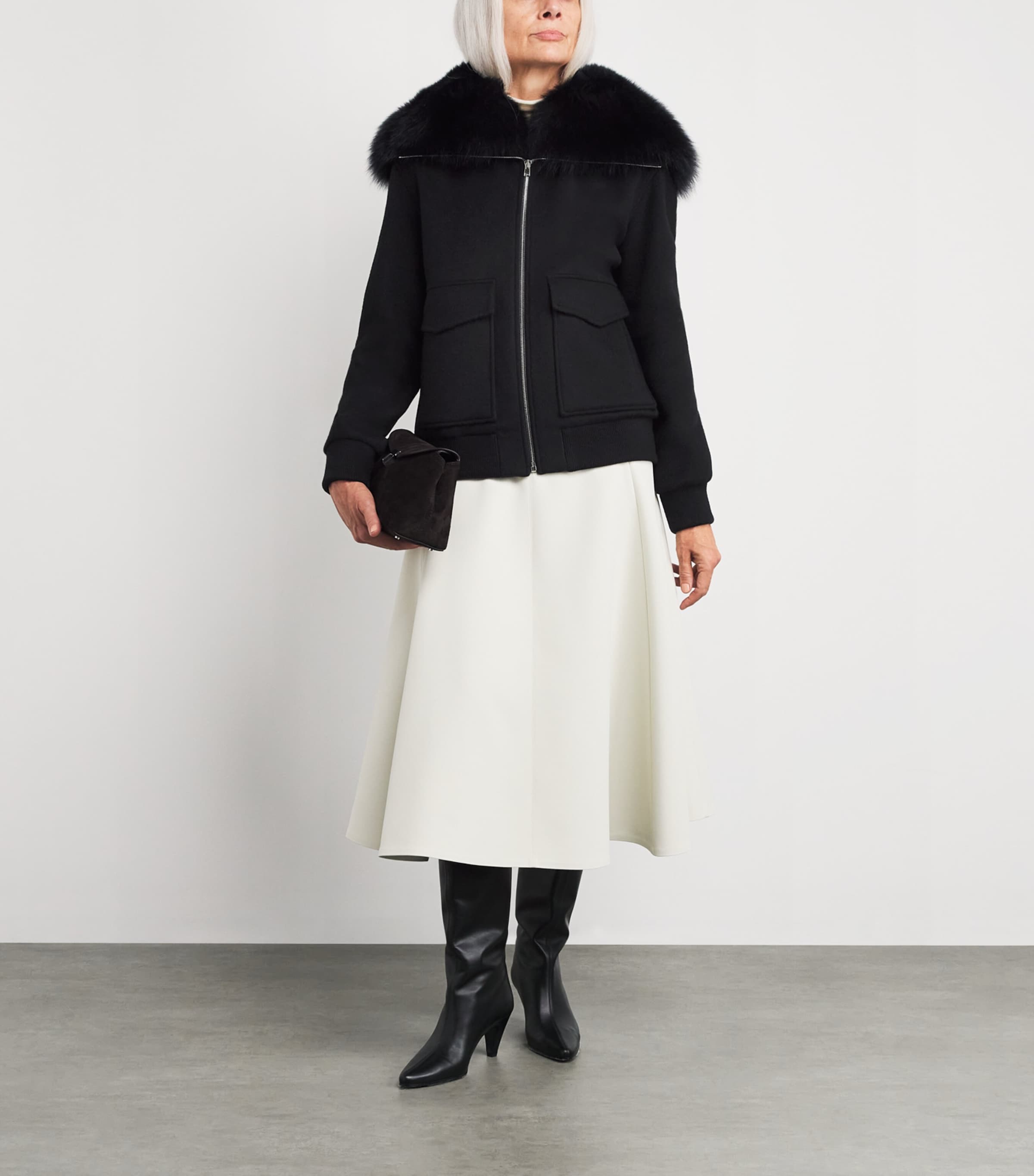 Wool-Cashmere Fur-Trim Jacket C99 Image 2