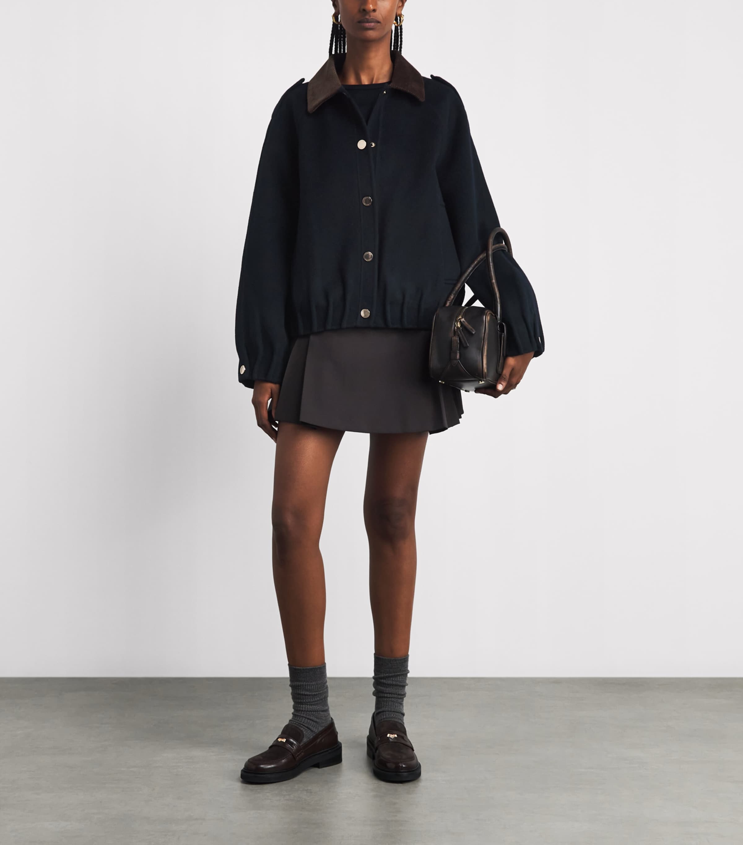 Claudie Pierlot Womens Wool-Blend Jacket Navy Image 2